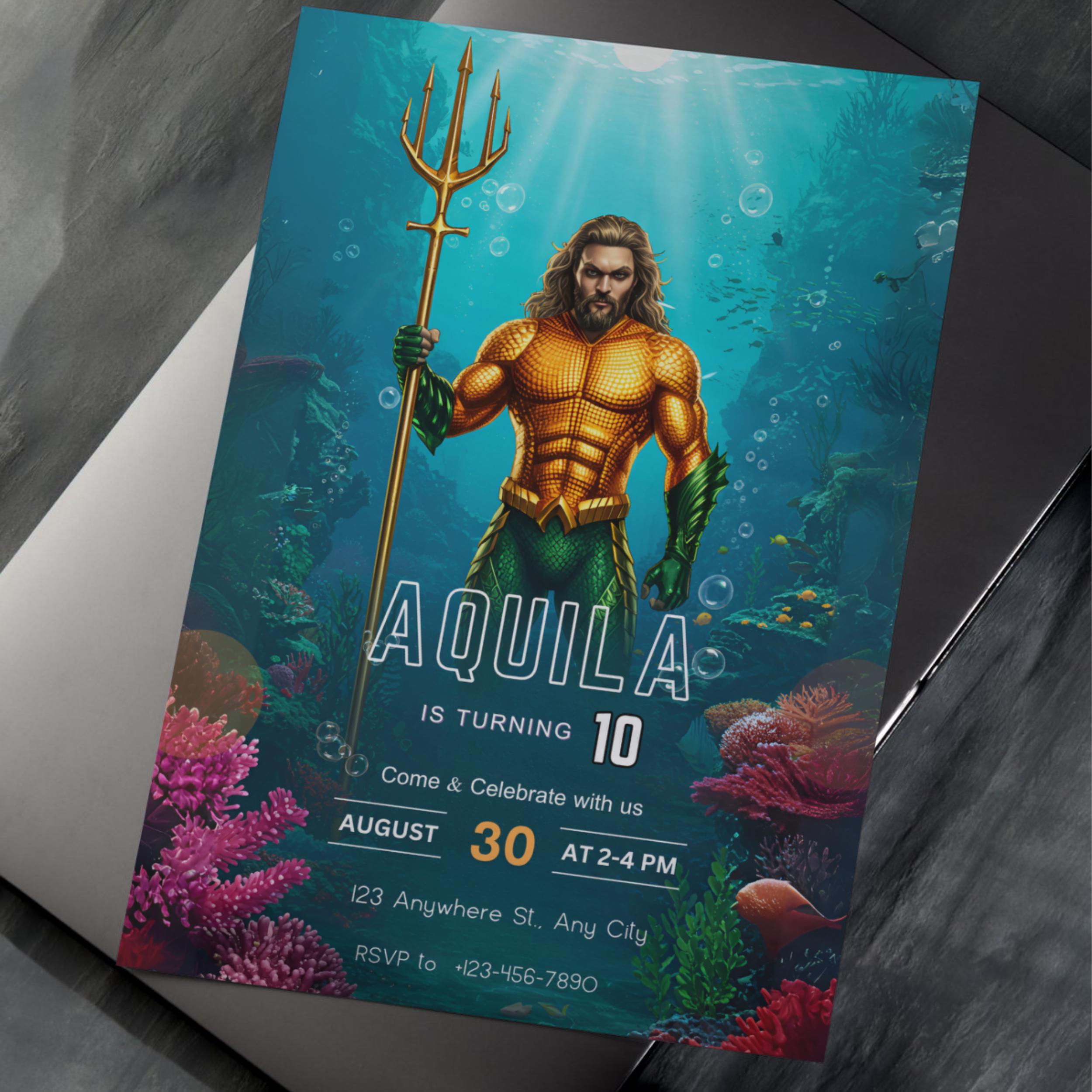 Aquaman Birthday Invitation | Underwater Superhero Party 7 Aquaman Birthday Invitation | Underwater Superhero Party - Image 7