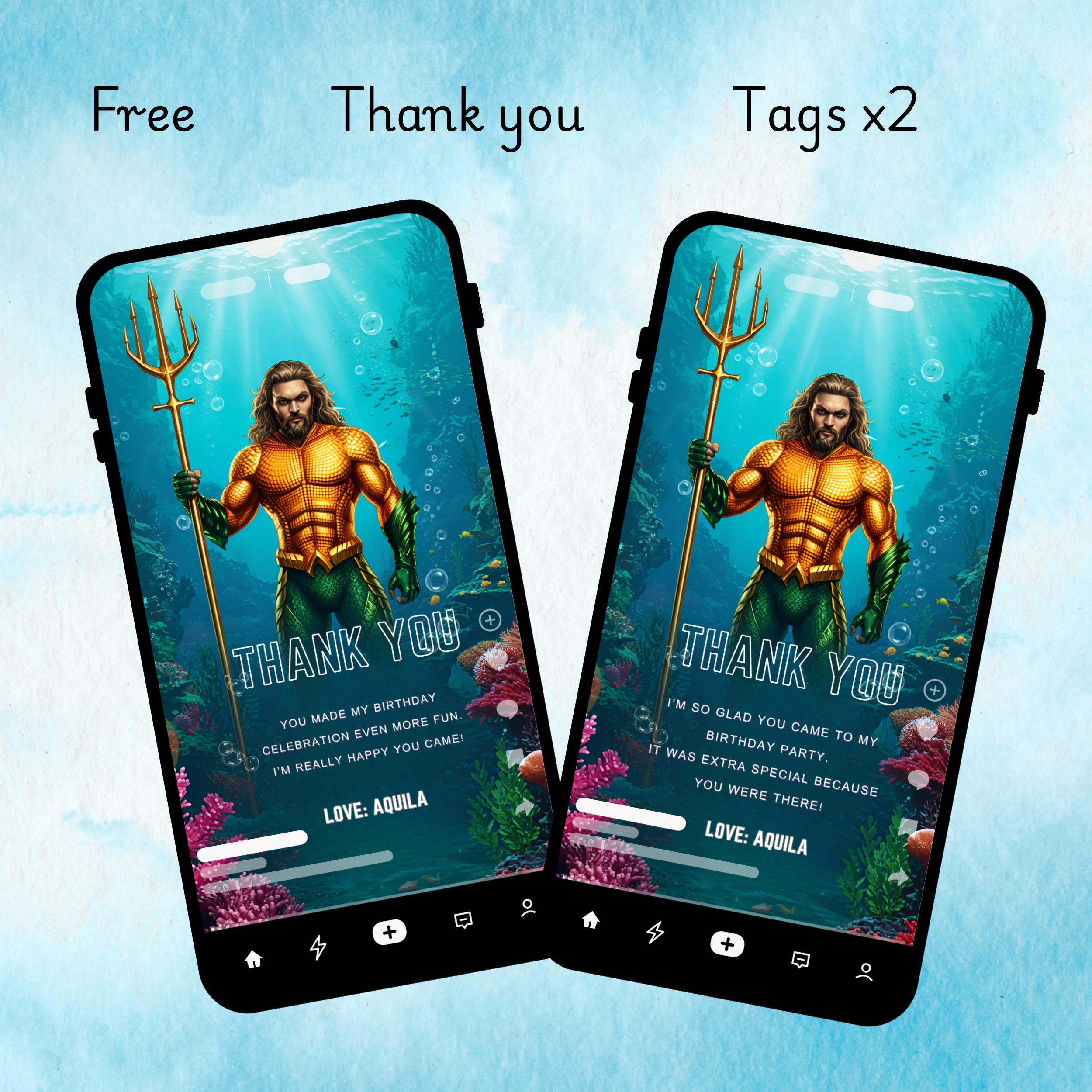 Aquaman Birthday Invitation | Underwater Superhero Party 4 Aquaman Birthday Invitation | Underwater Superhero Party - Image 4