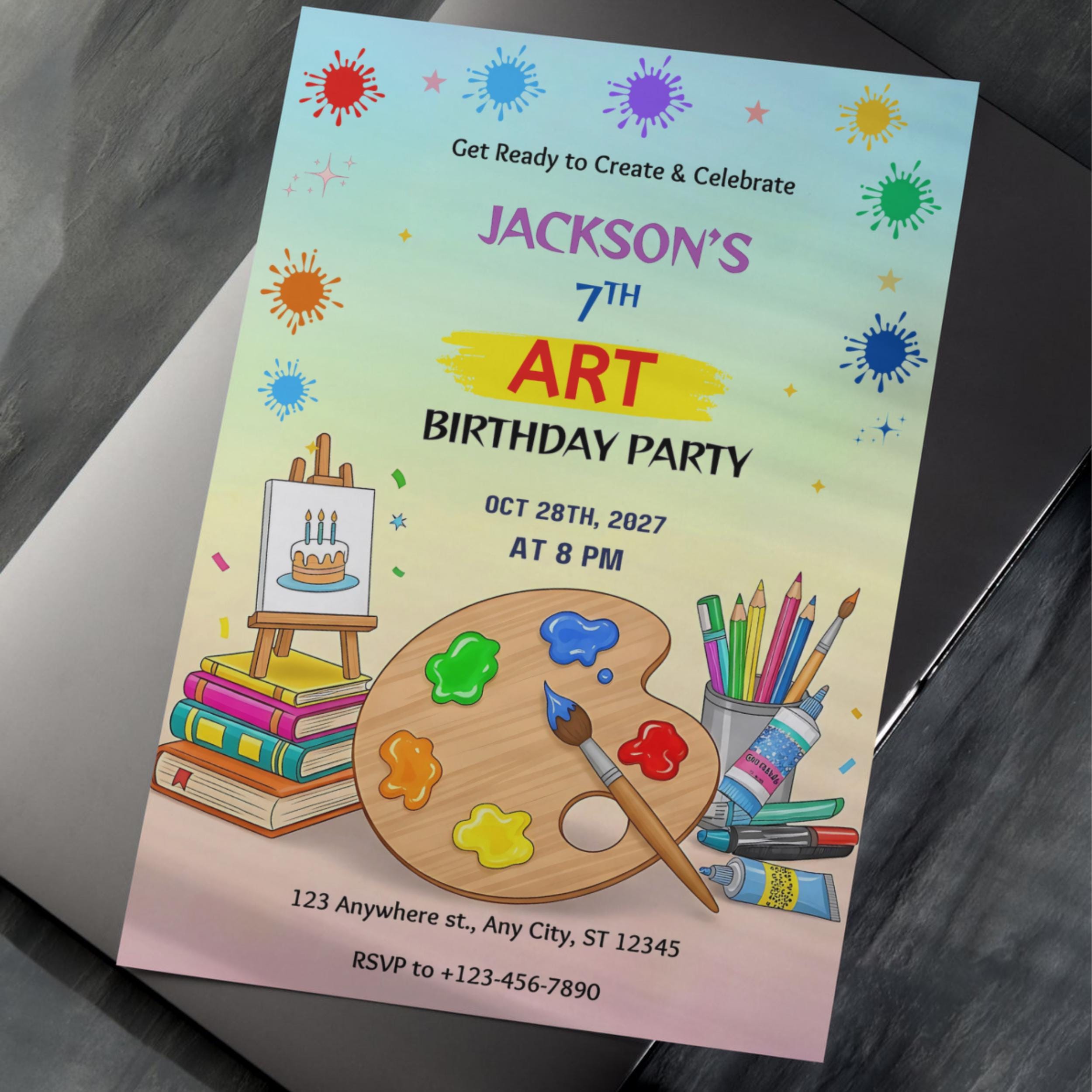 Art Birthday Party Invitation - Image 7