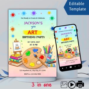 Art Birthday Party Invitation
