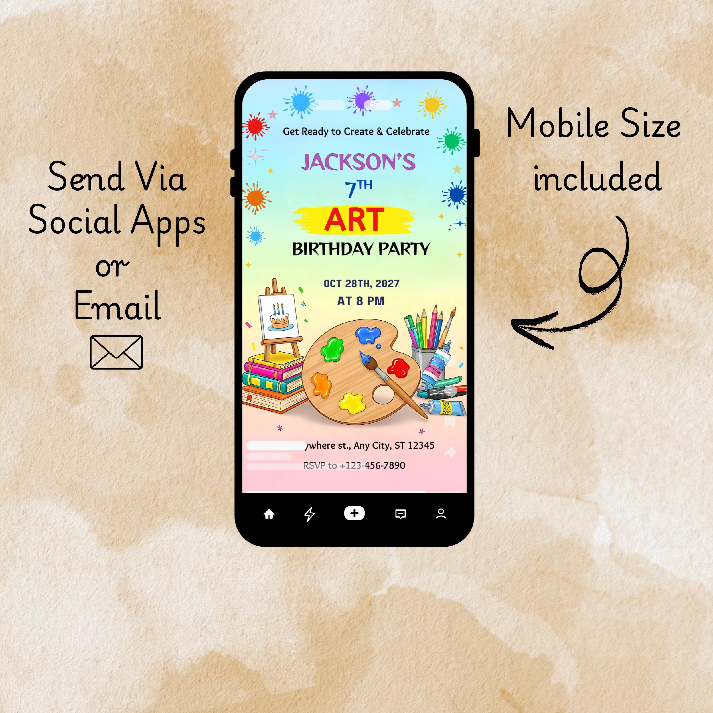 Art Birthday Party Invitation - Image 5
