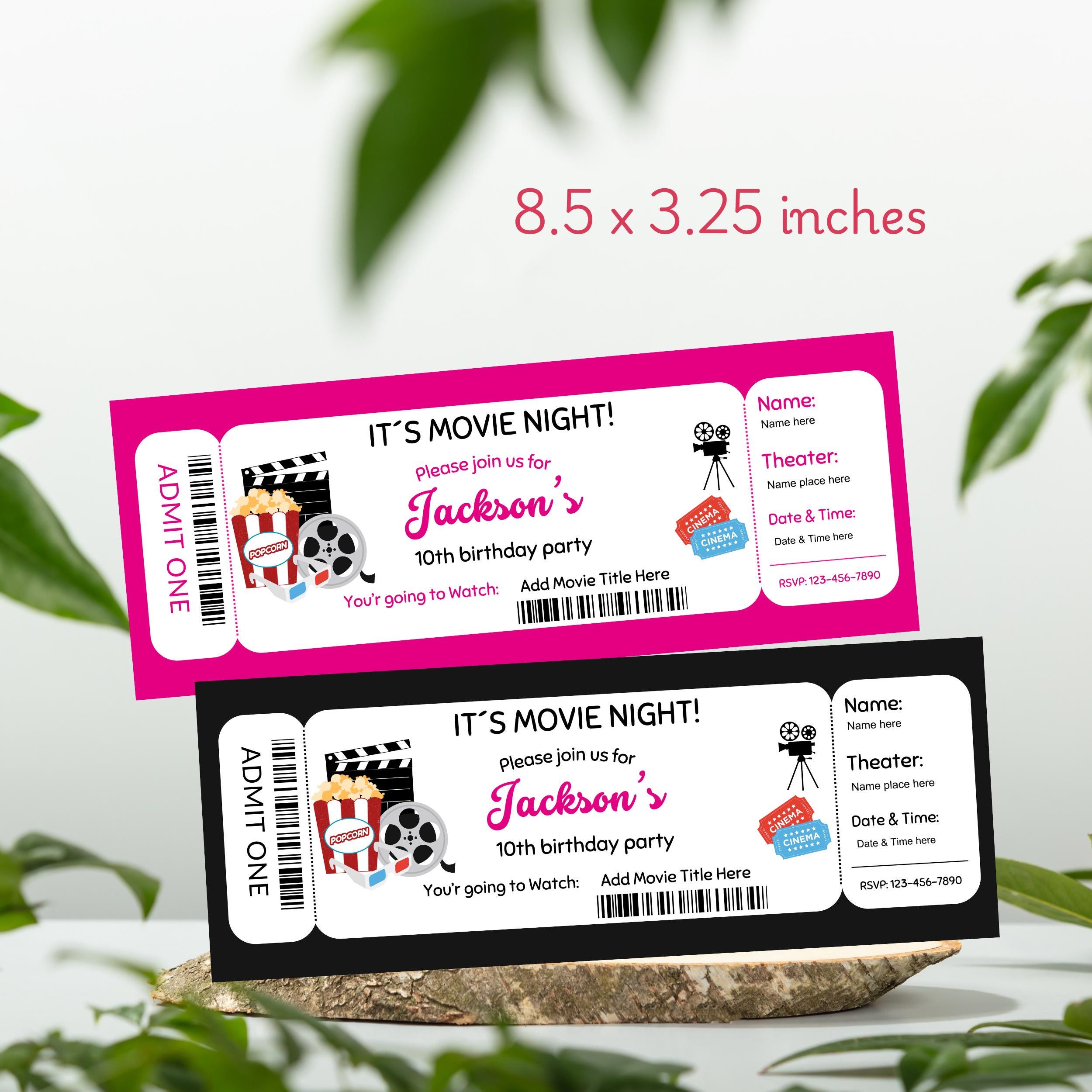 Birthday Invitation for Movie Ticket: Cinema Party Editable Canva Template (Digital Download) 4 Birthday Invitation for Movie Ticket: Cinema Party Editable Canva Template (Digital Download) - Image 4