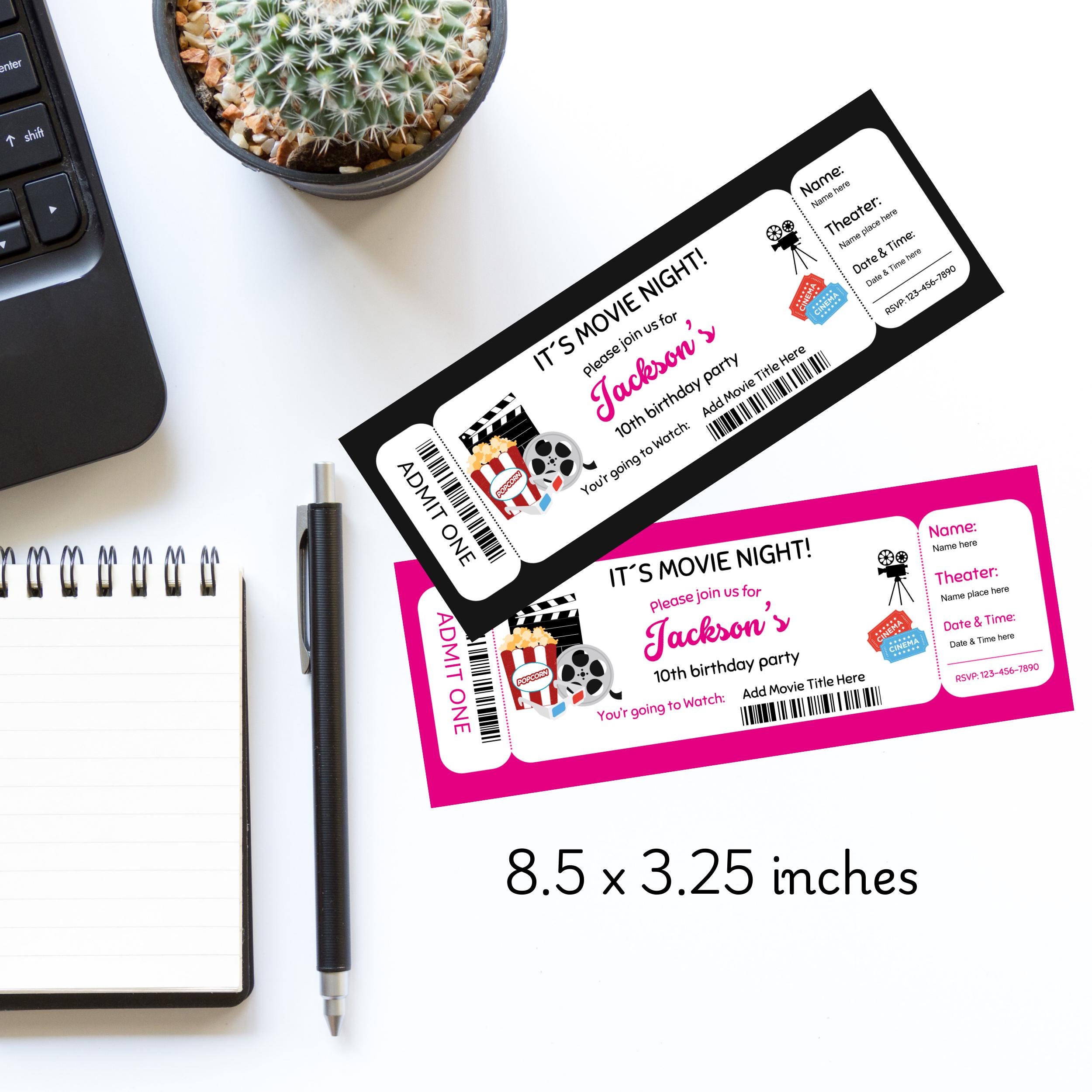 Birthday Invitation for Movie Ticket: Cinema Party Editable Canva Template (Digital Download) 3 Birthday Invitation for Movie Ticket: Cinema Party Editable Canva Template (Digital Download) - Image 3