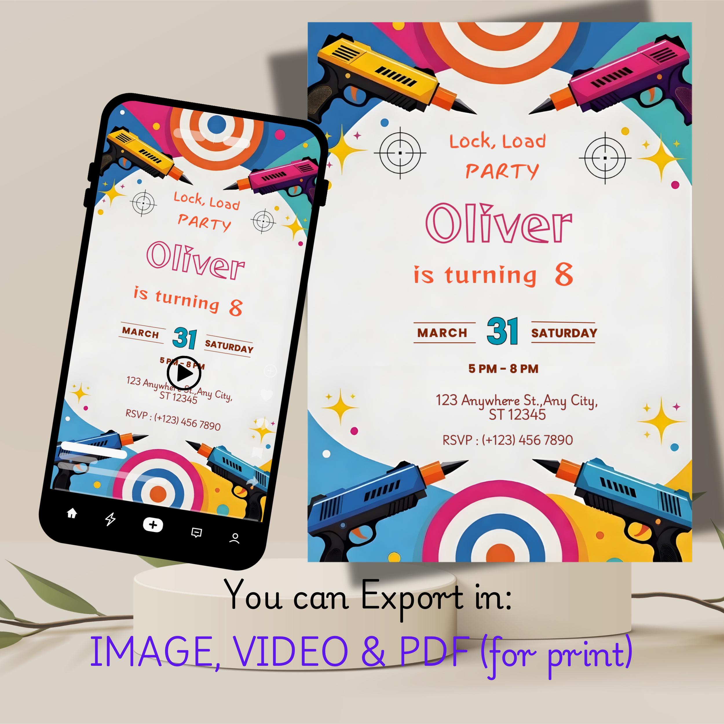 Dart Gun Birthday Invitation – Editable Blaster Fight Canva Template 3 Dart Gun Birthday Invitation – Editable Blaster Fight Canva Template - Image 3