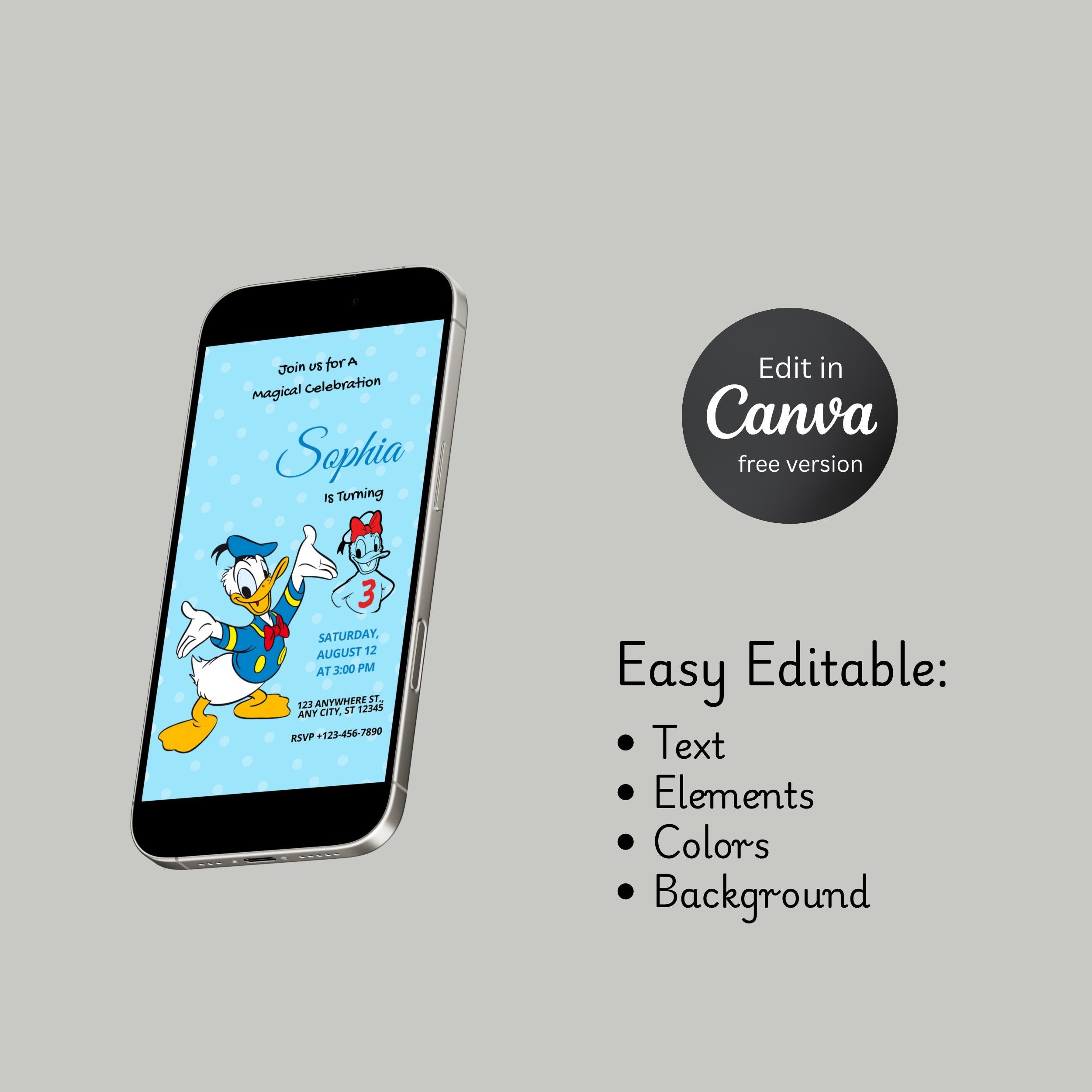 Donald Duck Birthday Invitation – Editable Canva Template 8 Donald Duck Birthday Invitation – Editable Canva Template - Image 8