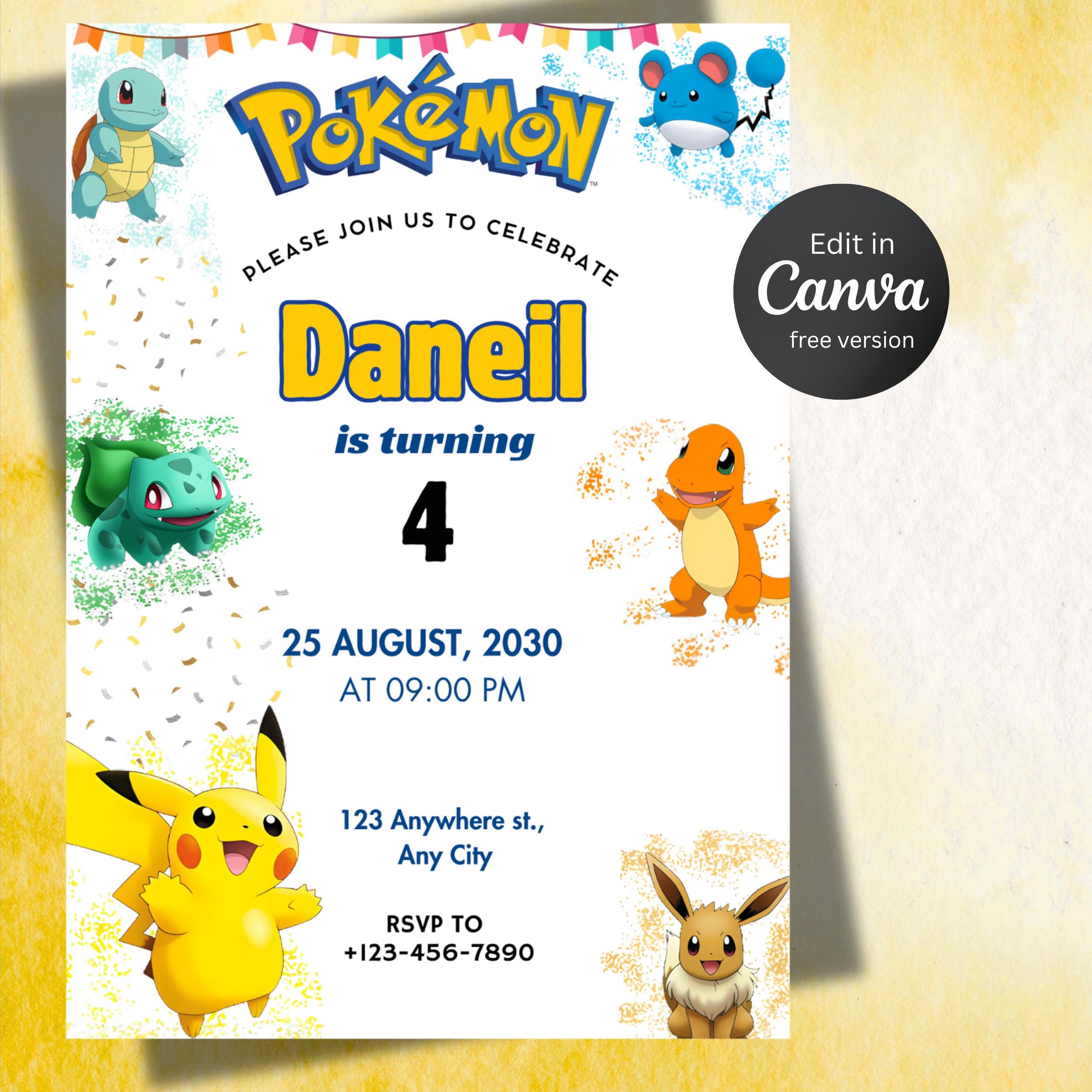 Pokémon Birthday Invitation – Editable Canva Template 3 Pokémon Birthday Invitation – Editable Canva Template - Image 3