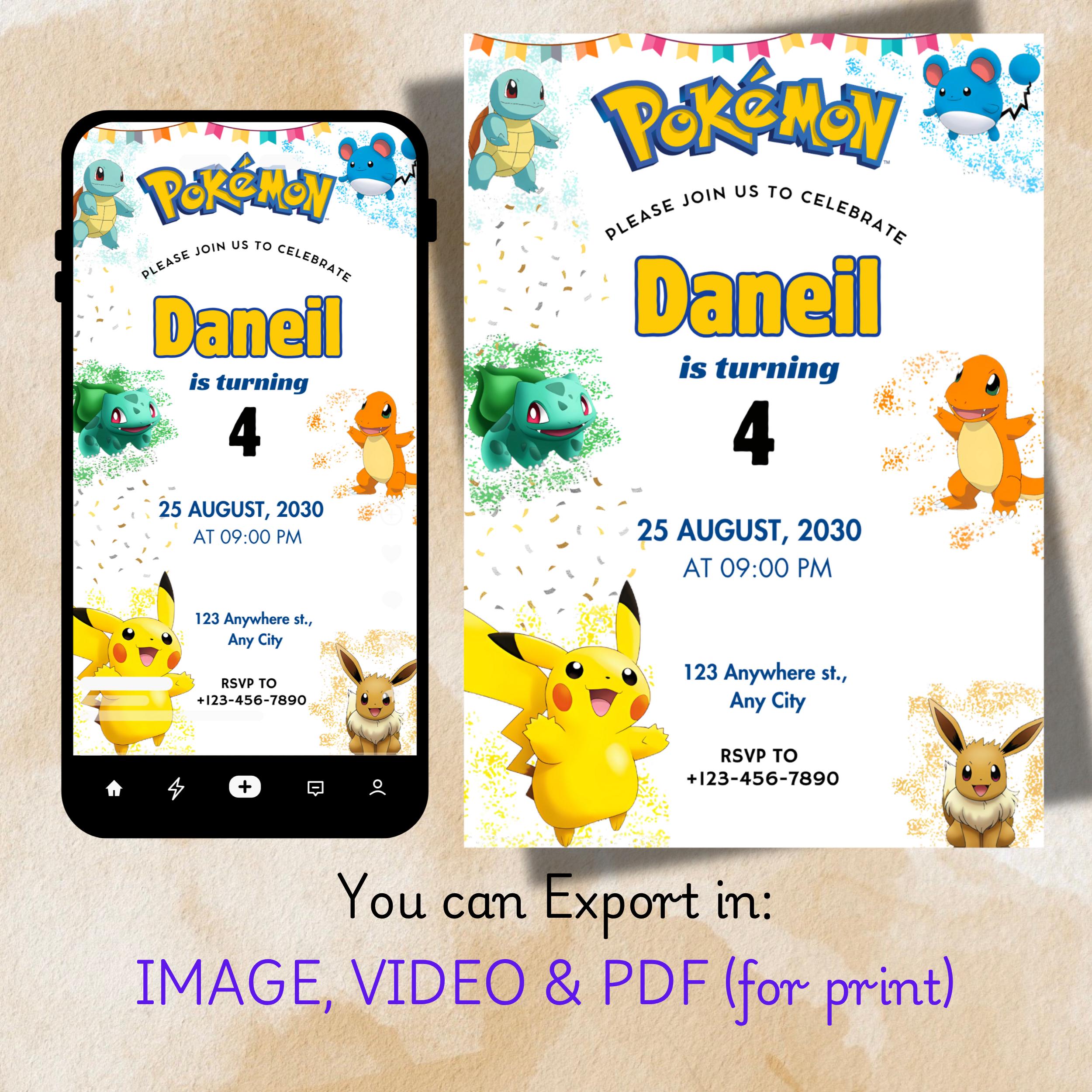 Pokémon Birthday Invitation – Editable Canva Template 2 Pokémon Birthday Invitation – Editable Canva Template - Image 2
