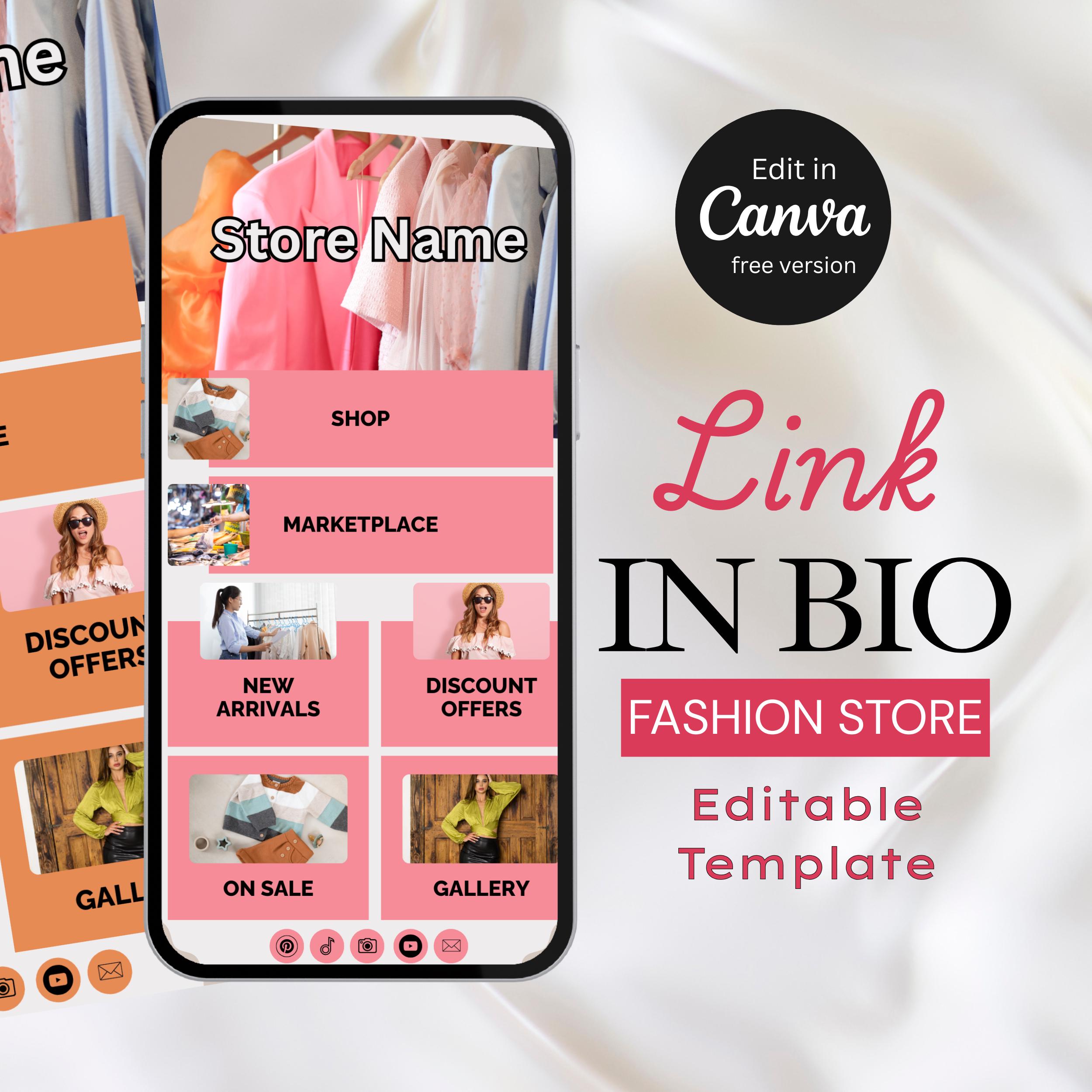 Fashion Link in Bio Template – Editable Canva Landing Page
