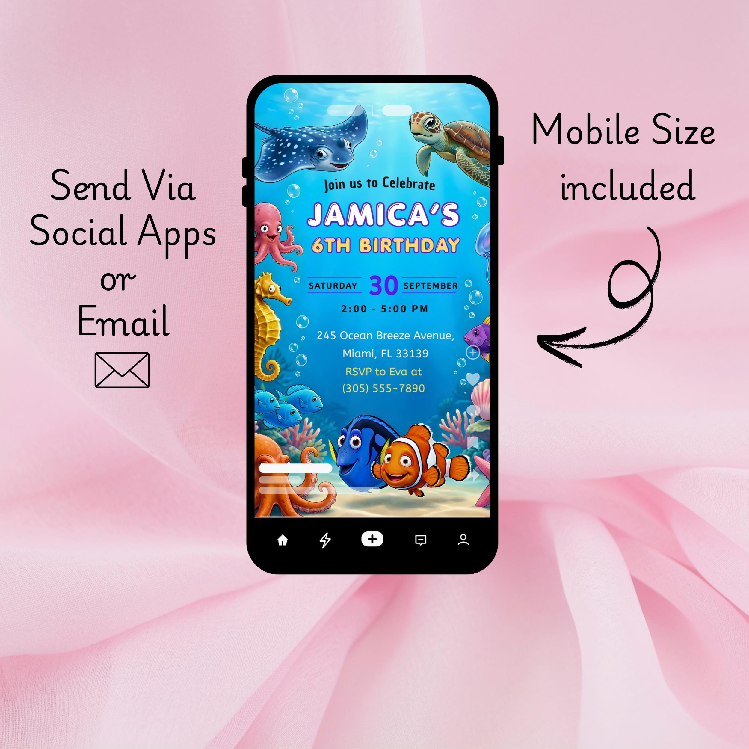 Finding Nemo Birthday Invitation – Editable Canva Template 4 Finding Nemo Birthday Invitation – Editable Canva Template - Image 4