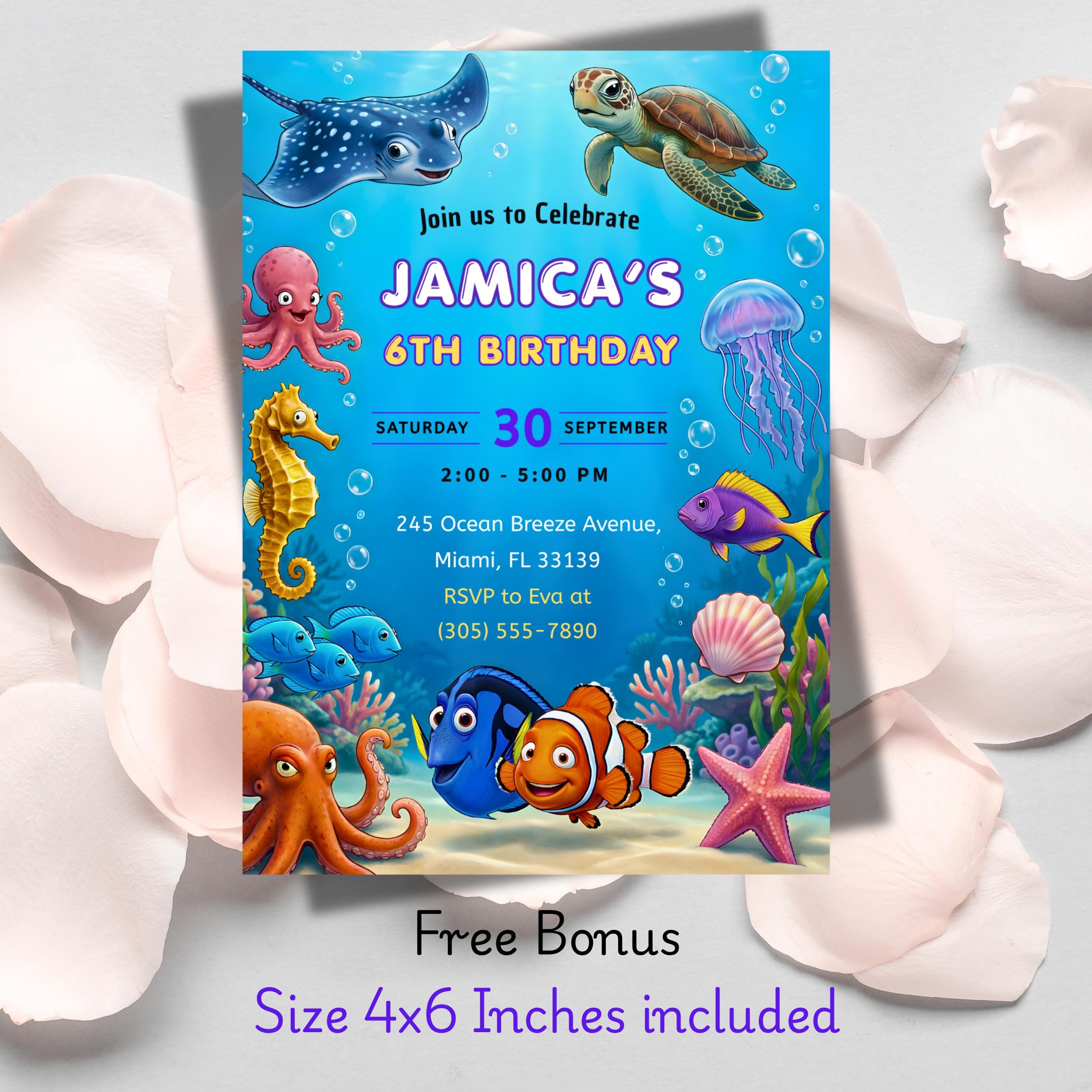 Finding Nemo Birthday Invitation – Editable Canva Template 6 Finding Nemo Birthday Invitation – Editable Canva Template - Image 6