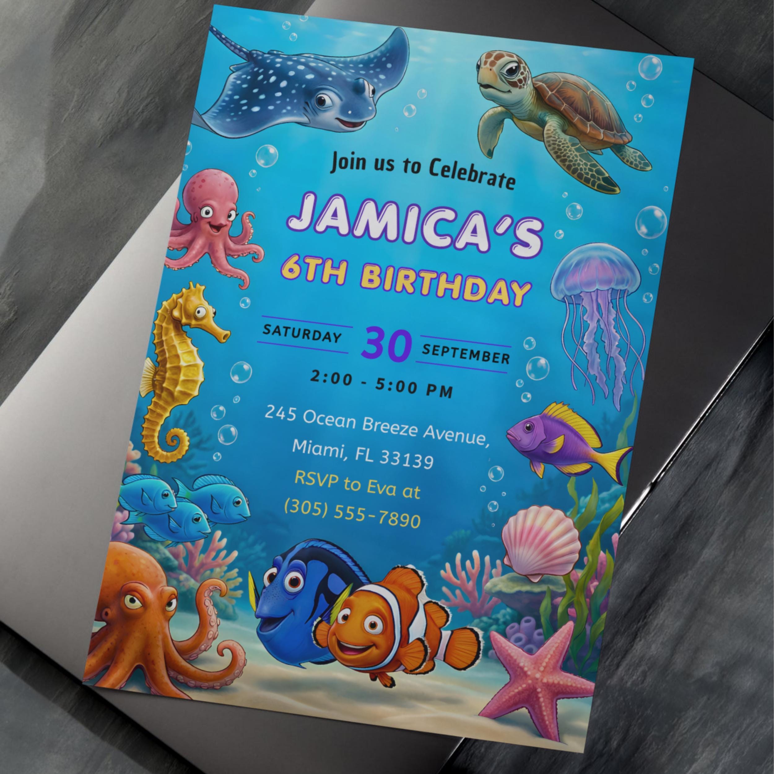 Finding Nemo Birthday Invitation – Editable Canva Template 9 Finding Nemo Birthday Invitation – Editable Canva Template - Image 9