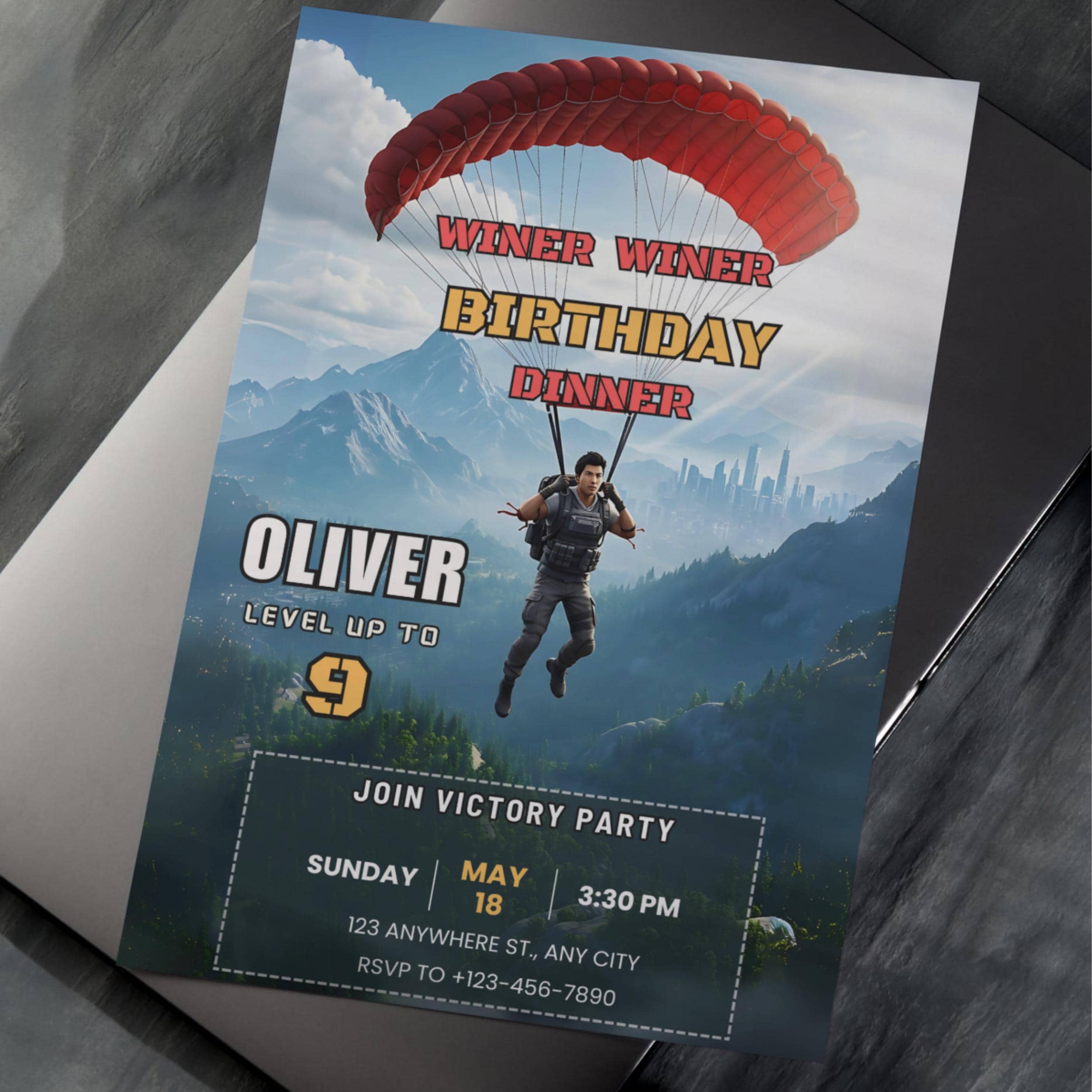 Battle Royale Gamer Birthday Invitation – Editable Canva Template 3 Battle Royale Gamer Birthday Invitation – Editable Canva Template - Image 3