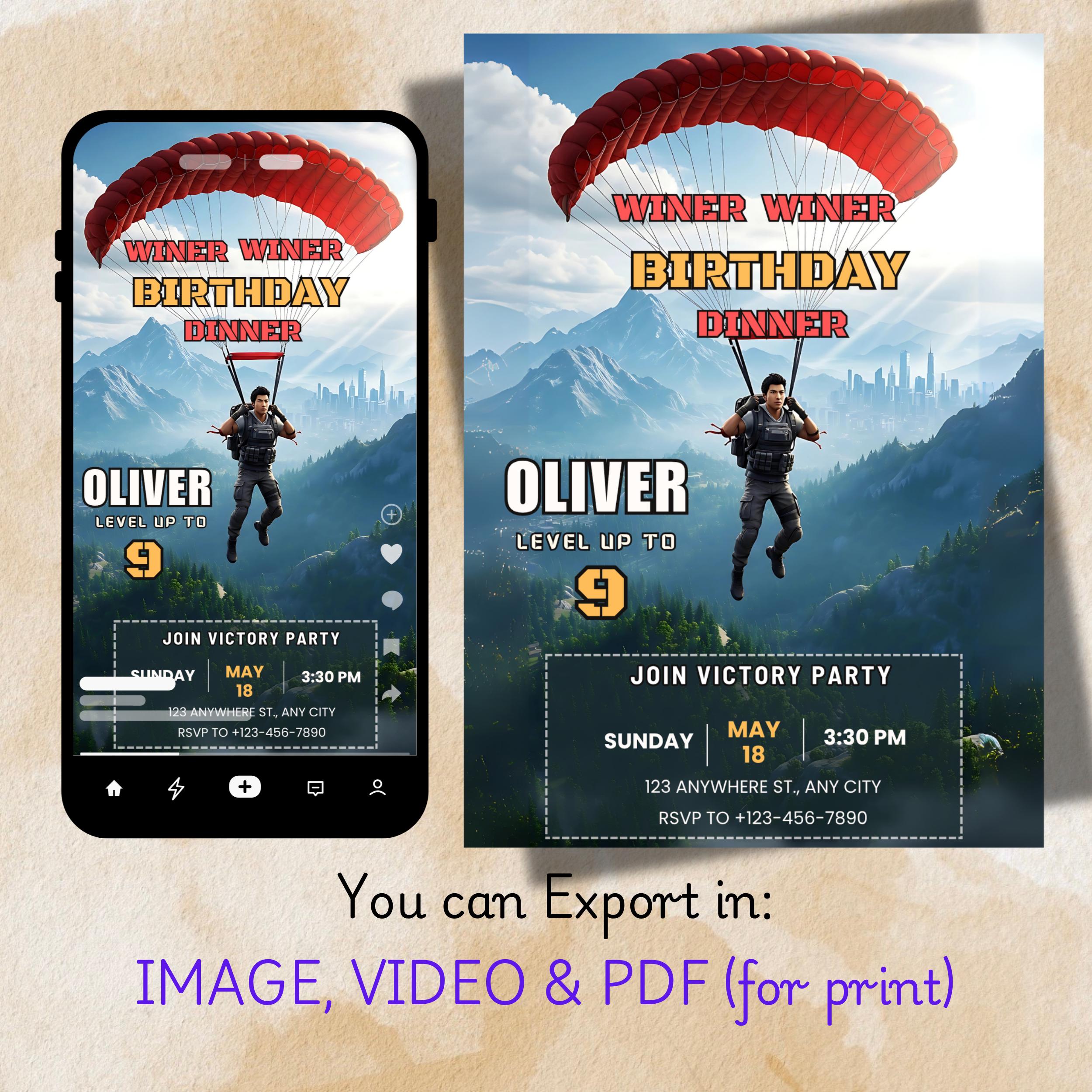 Battle Royale Gamer Birthday Invitation – Editable Canva Template 2 Battle Royale Gamer Birthday Invitation – Editable Canva Template - Image 2
