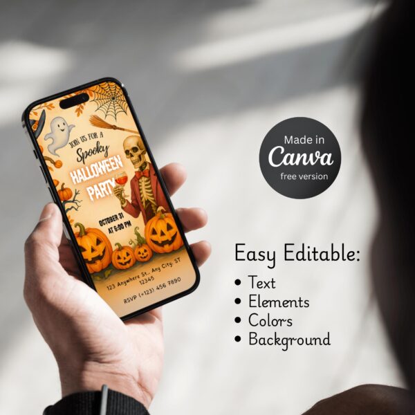 Halloween Party Invitation | Spooky Pumpkin Party Invite Editable Canva Template (Digital Download) Halloween Party Invitation β Video, Printable & Mobile Canva Template