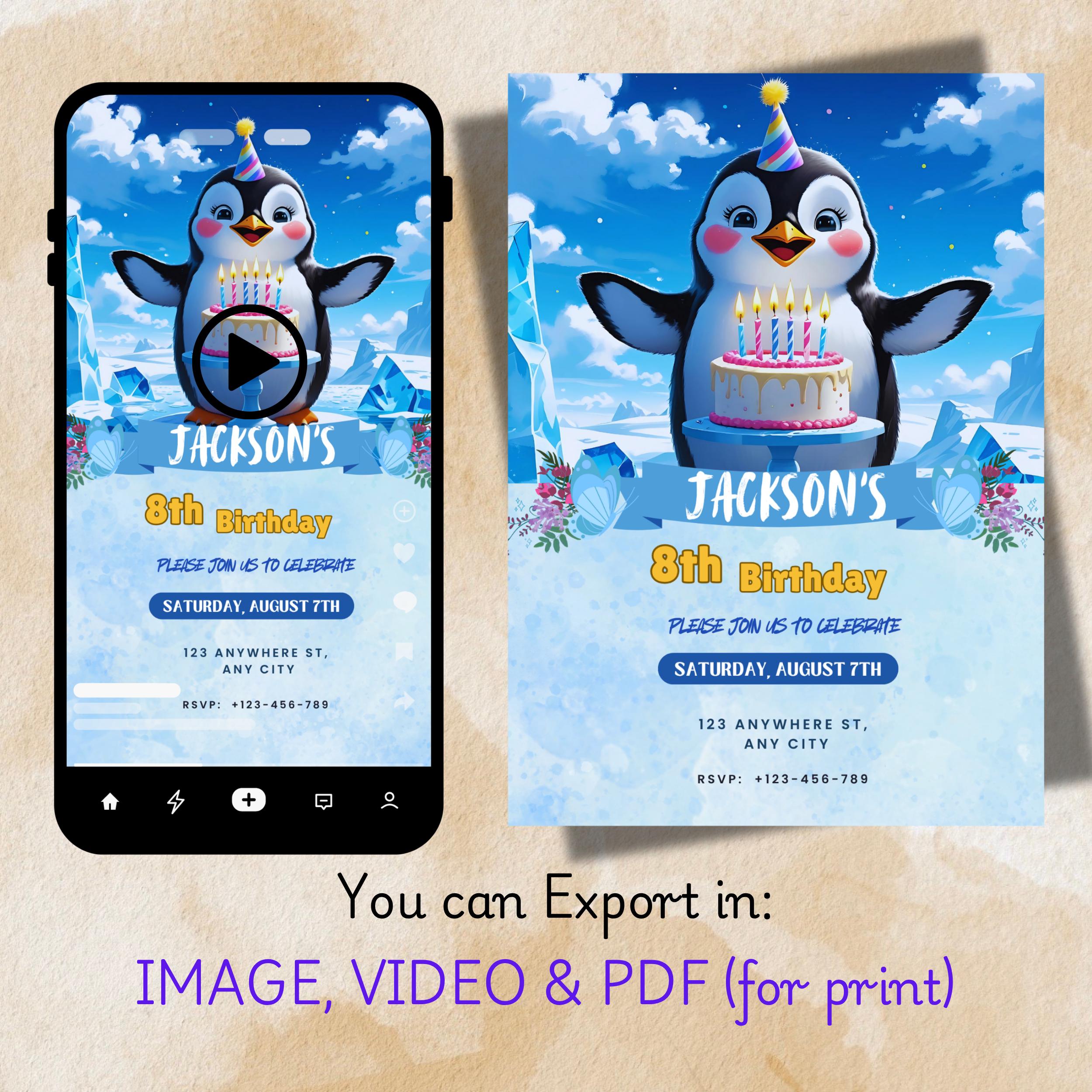 Happy Feet Birthday Invitation 2 Happy Feet Birthday Invitation - Image 2