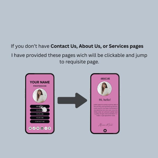 Instagram Link In Bio Template: Pink Canva Editable (7 Templates) Instagram Link in Bio Canva Templates – Editable Bio Website Kit (7 Templates)