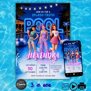 Kpop Demon Hunters Pool Party Invitation