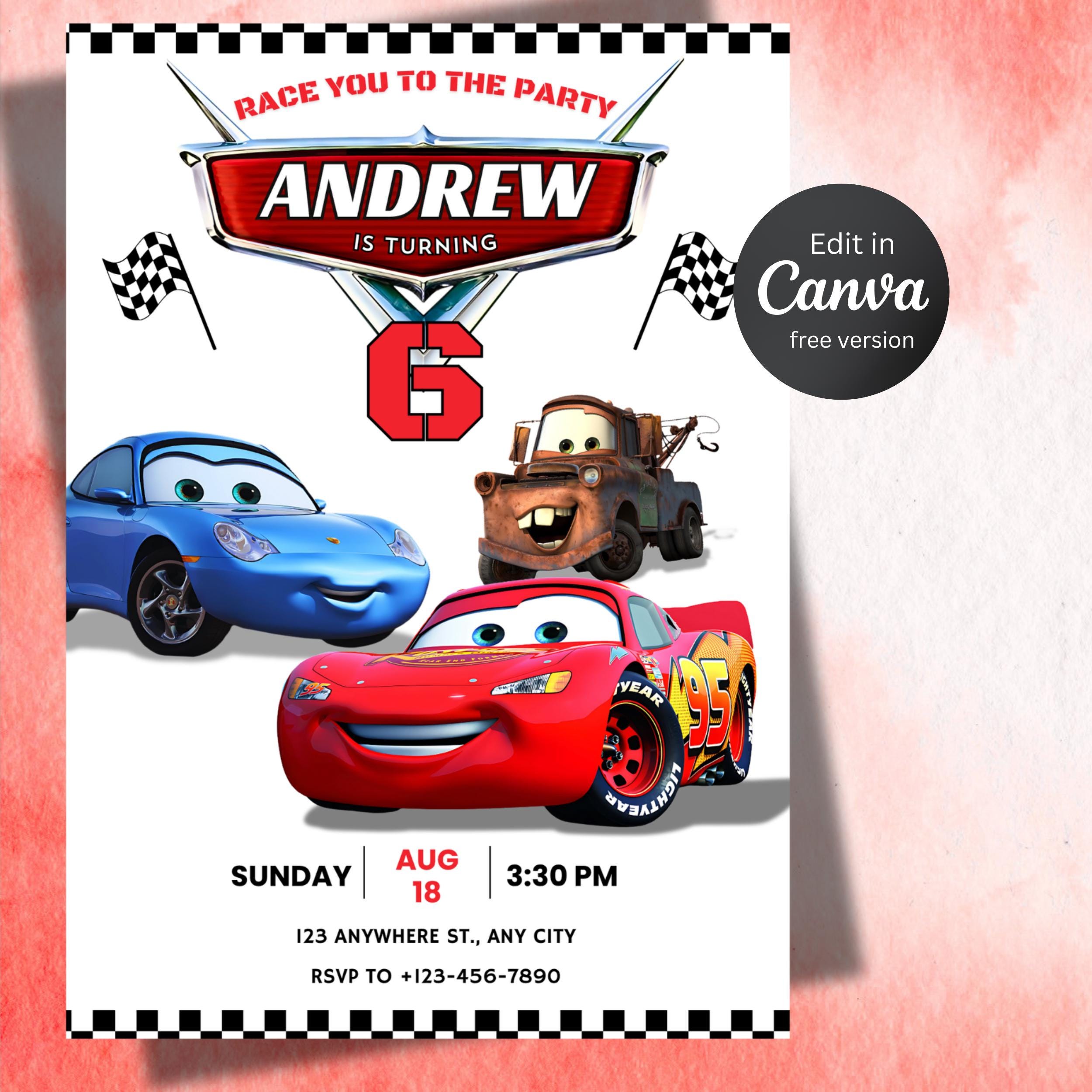 Lightning McQueen Birthday Invitation – Editable Canva Template 3 Lightning McQueen Birthday Invitation – Editable Canva Template - Image 3