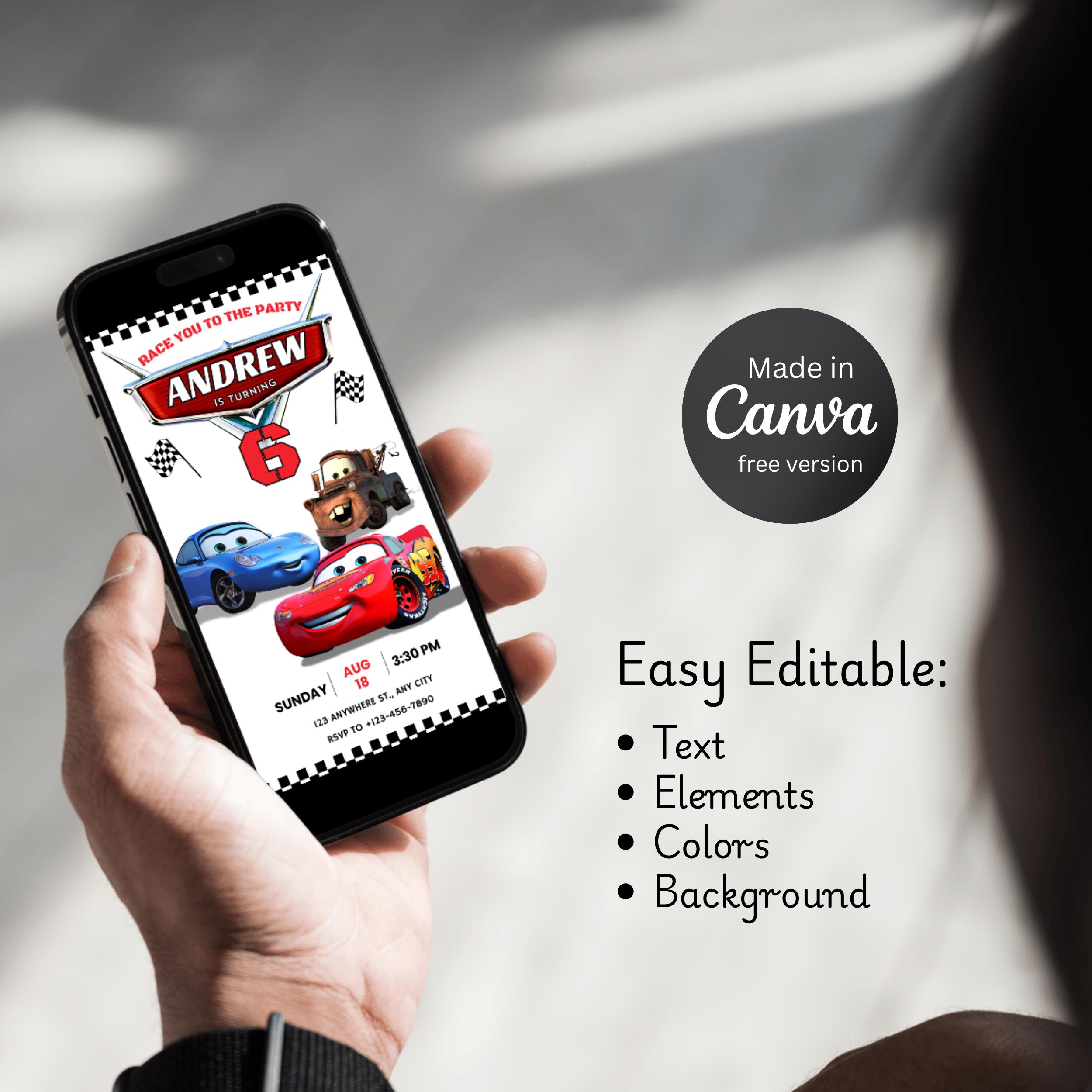 Lightning McQueen Birthday Invitation – Editable Canva Template 8 Lightning McQueen Birthday Invitation – Editable Canva Template - Image 8