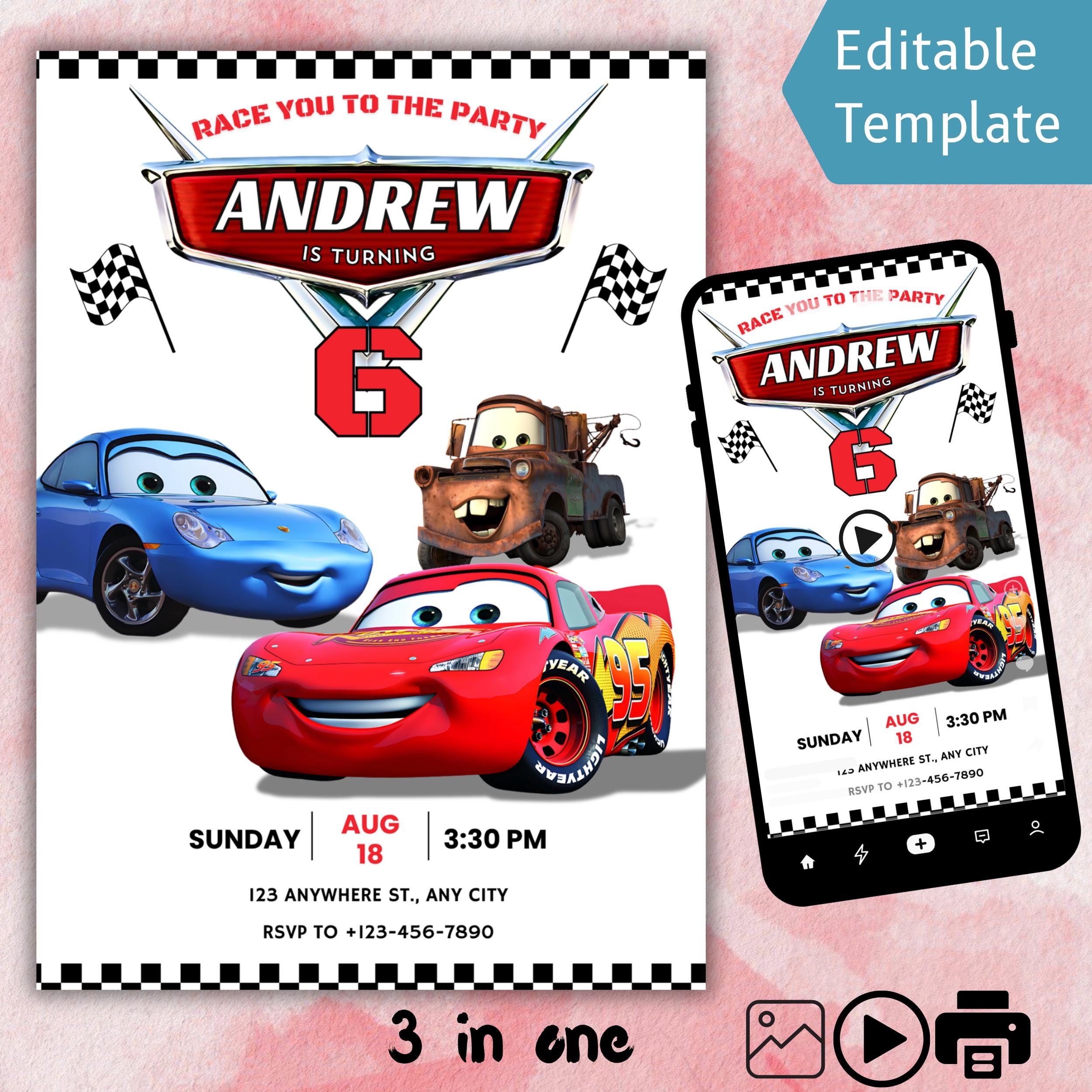 Lightning McQueen Birthday Invitation – Editable Canva Template 1 Lightning McQueen birthday invitation editable Canva template