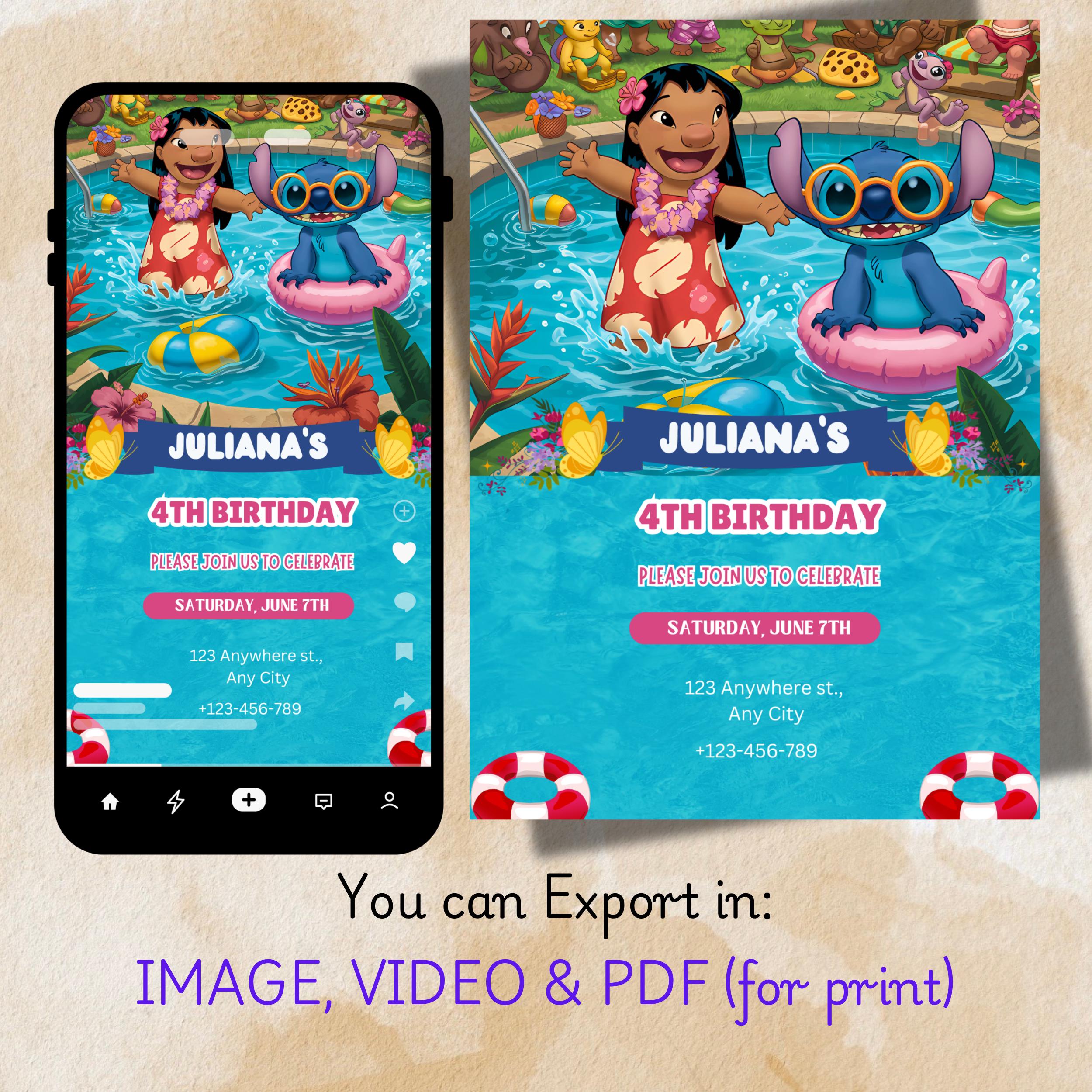 Lilo and Stitch Pool Party Invitation – Editable Canva Video 2 Lilo and Stitch Pool Party Invitation – Editable Canva Video - Image 2