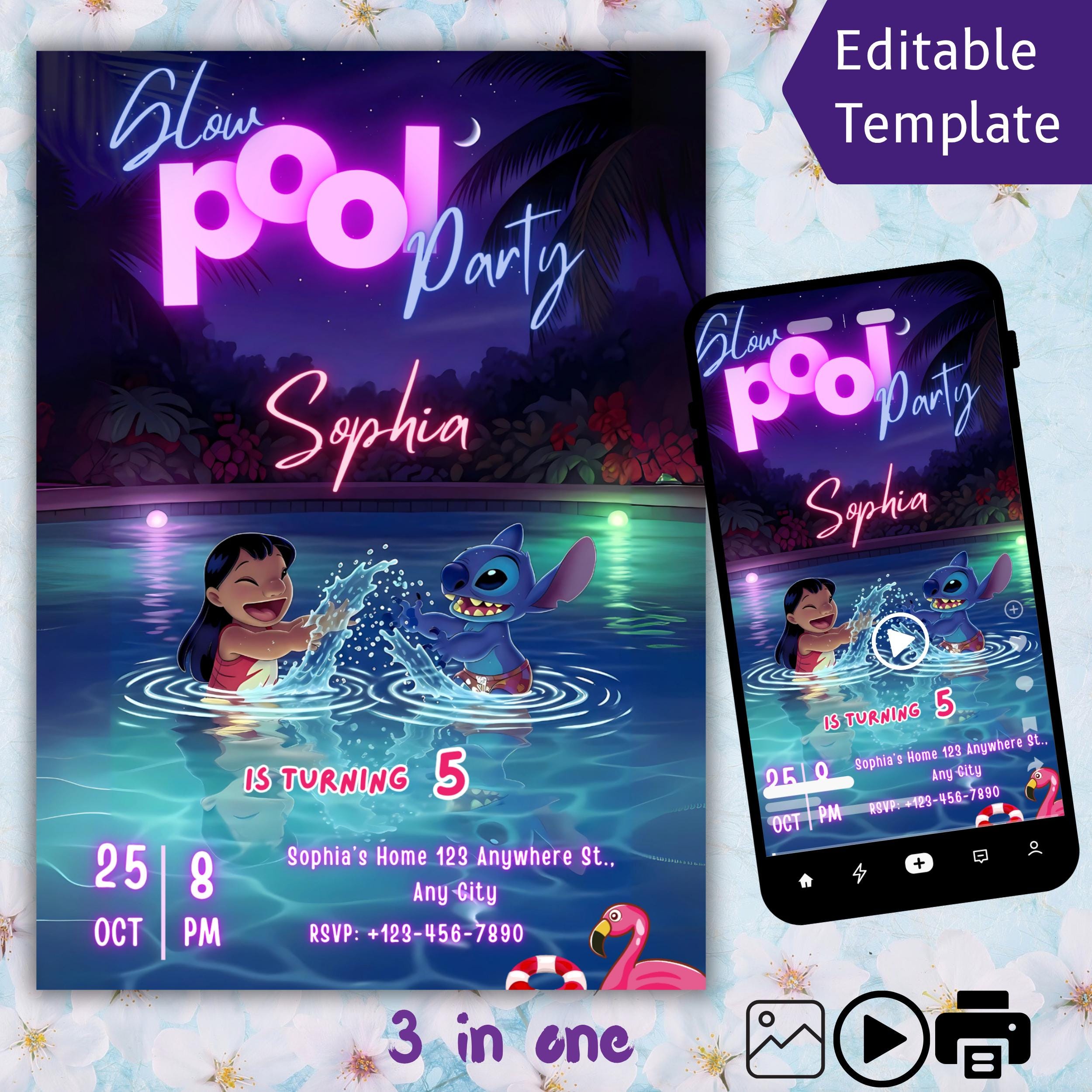 Lilo and Stitch Pool Party Invitation – Editable Canva Template 1 Lilo and Stitch Pool Party Invitation – Editable Canva Template