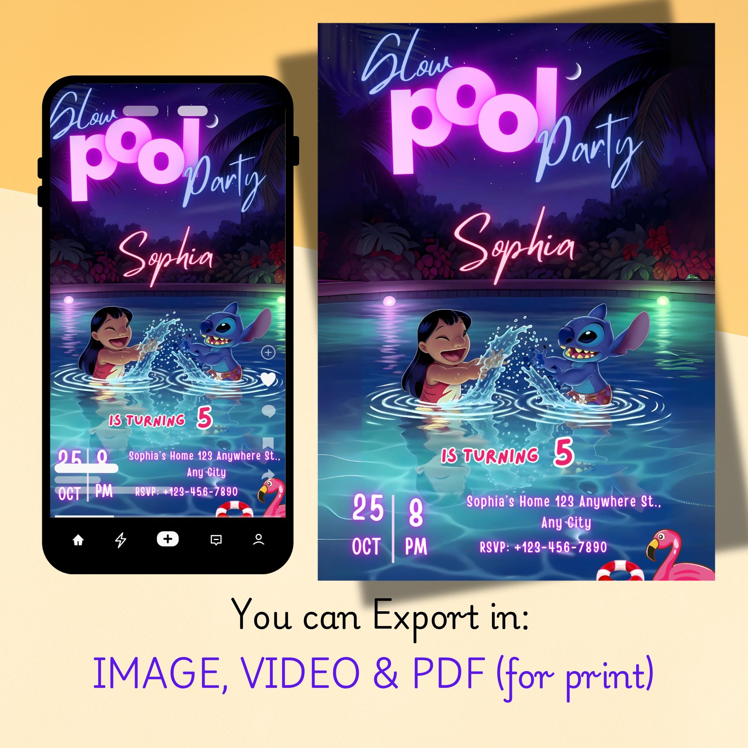Lilo and Stitch Pool Party Invitation – Editable Canva Template 2 Lilo and Stitch Pool Party Invitation – Editable Canva Template - Image 2