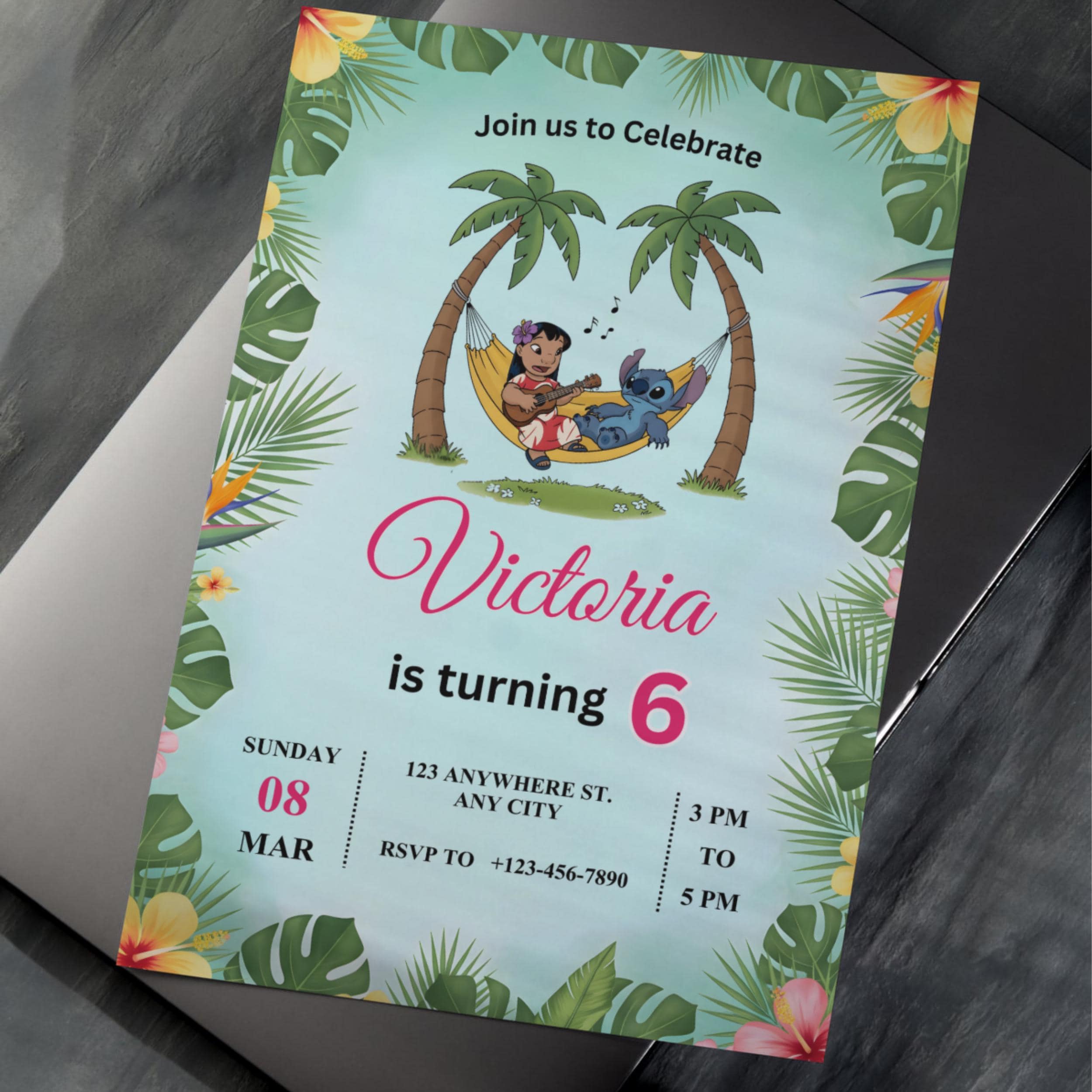 Lilo and Stitch Birthday Invitation – Tropical Printable & Video 7 Lilo and Stitch Birthday Invitation – Tropical Printable & Video - Image 7