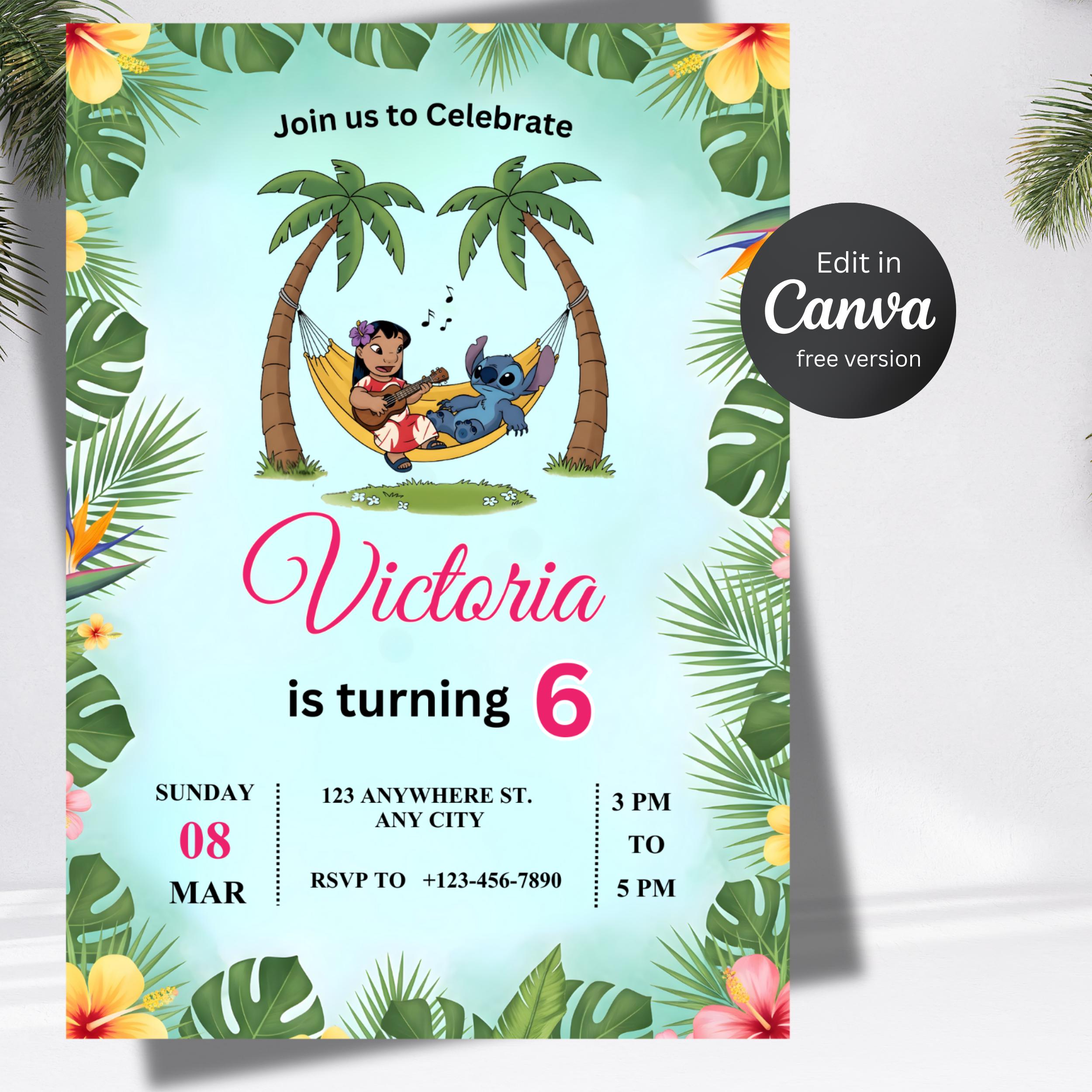 Lilo and Stitch Birthday Invitation – Tropical Printable & Video 2 Lilo and Stitch Birthday Invitation – Tropical Printable & Video - Image 2