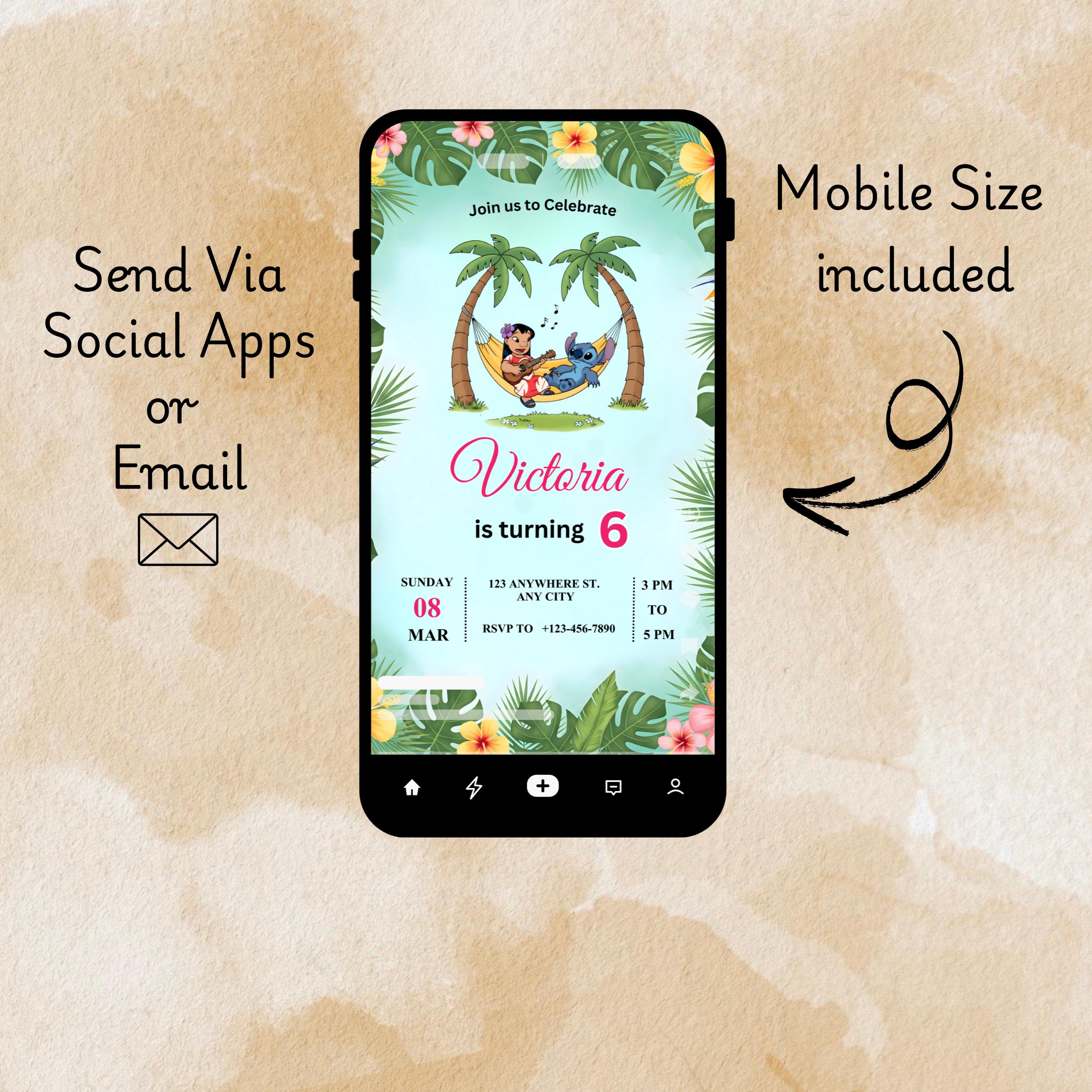 Lilo and Stitch Birthday Invitation – Tropical Printable & Video 5 Lilo and Stitch Birthday Invitation – Tropical Printable & Video - Image 5