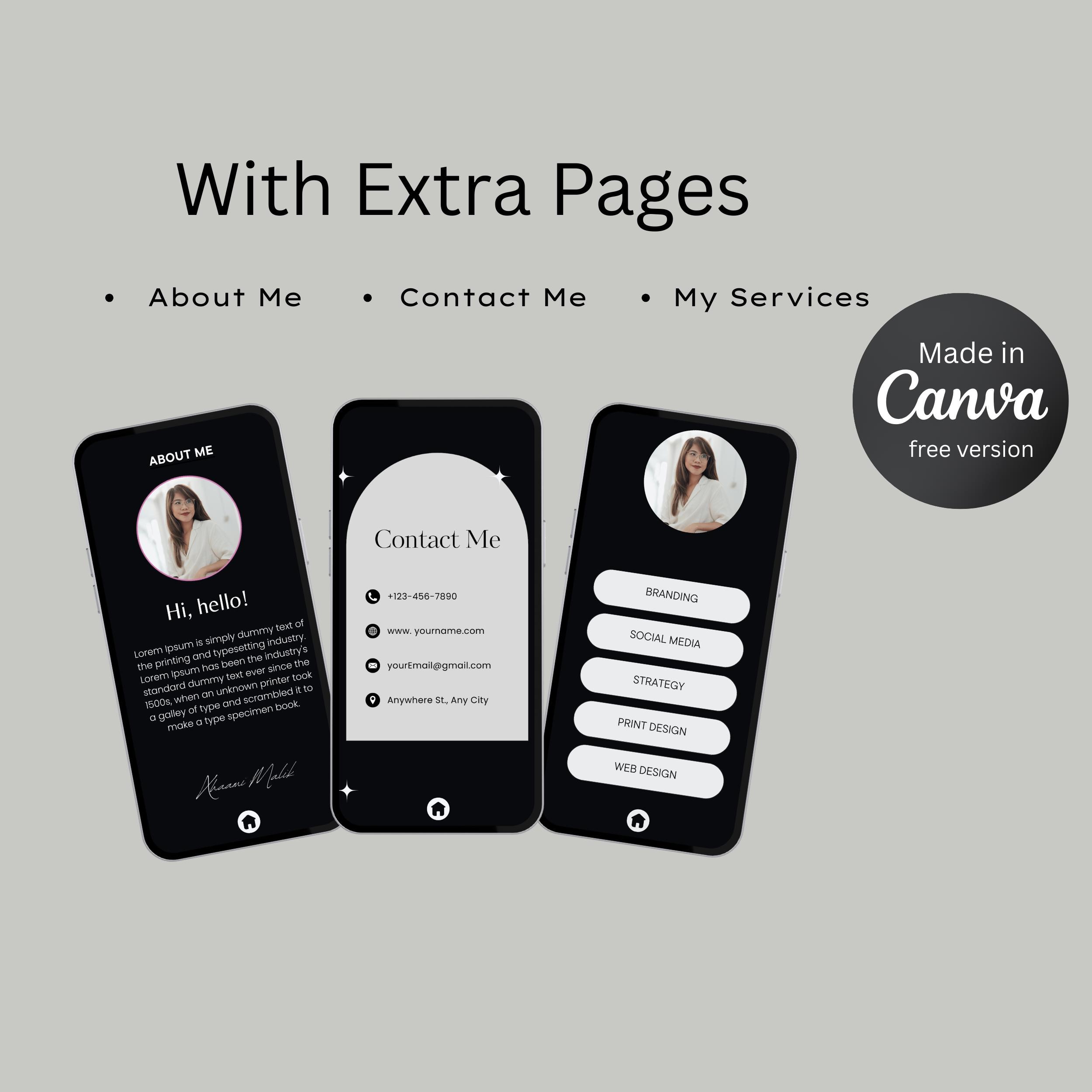 Dark Link in Bio Template – 7 Minimal Canva Bio Pages 2 Dark Link in Bio Template – 7 Minimal Canva Bio Pages - Image 2