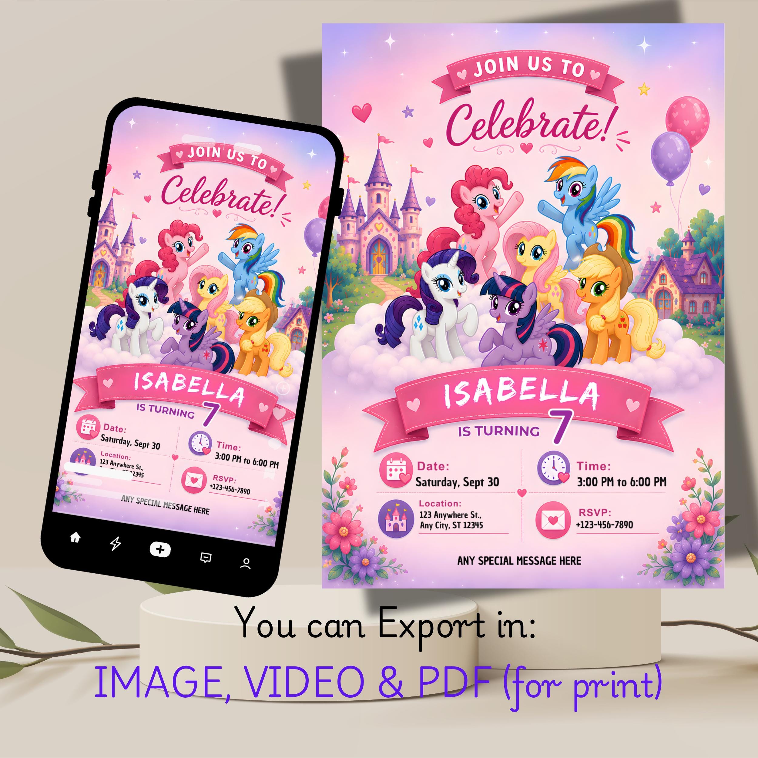 My Little Pony Birthday Invitation Template β Free Canva Editable 2 My Little Pony Birthday Invitation Template β Free Canva Editable - Image 2