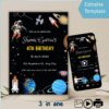 Space Birthday Party Invitation – Editable Astronaut, Galaxy & Rocket Canva Template