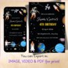 Space Birthday Party Invitation – Editable Astronaut, Galaxy & Rocket Canva Template
