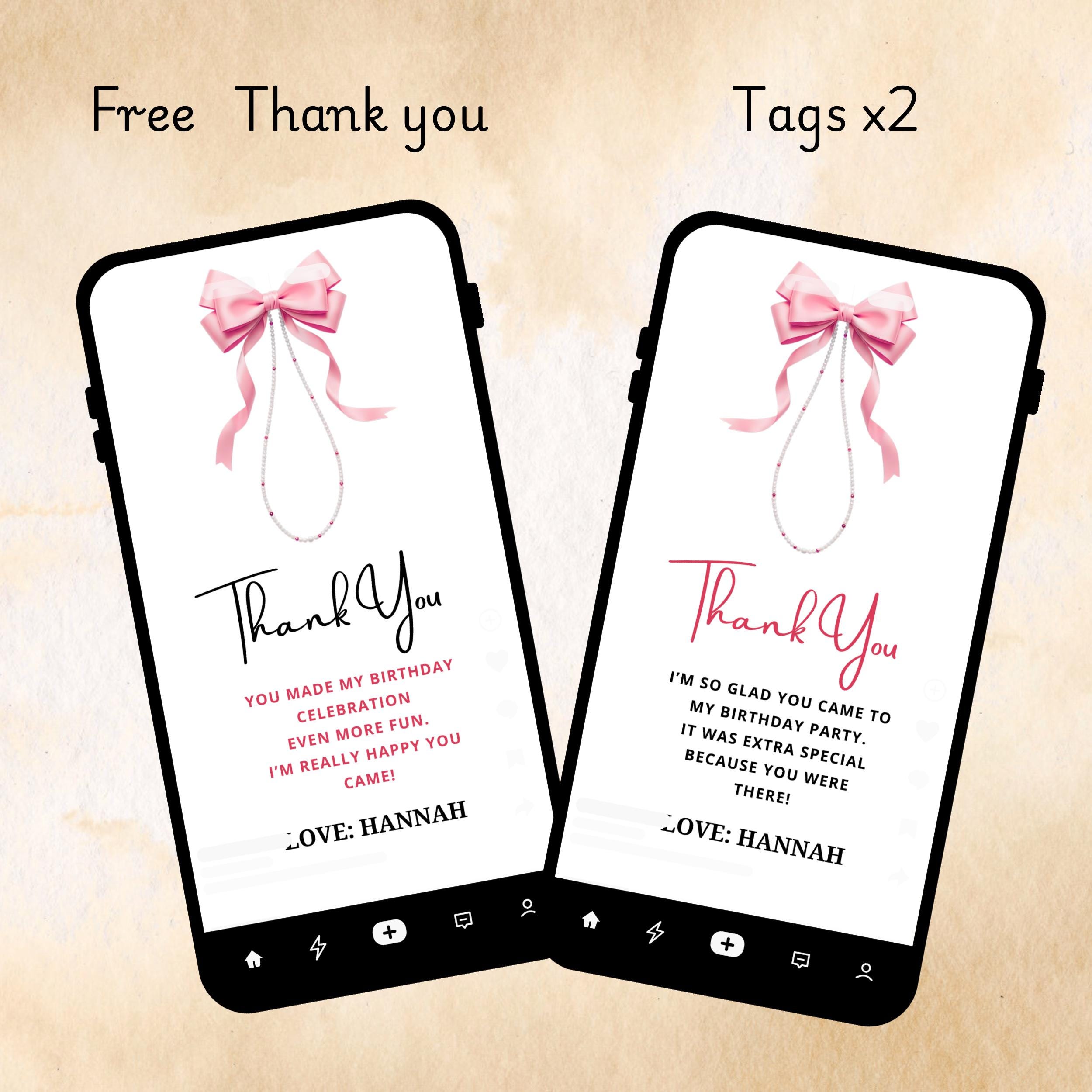 Pink Bow Denim Birthday Invitation – Pearls & Diamonds Canva Template 4 Pink Bow Denim Birthday Invitation – Pearls & Diamonds Canva Template - Image 4