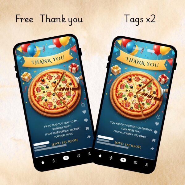Pizza Party Video Invitation: Editable Birthday Template (Digital Download) Pizza Party Birthday Invitation Digital Download and editable