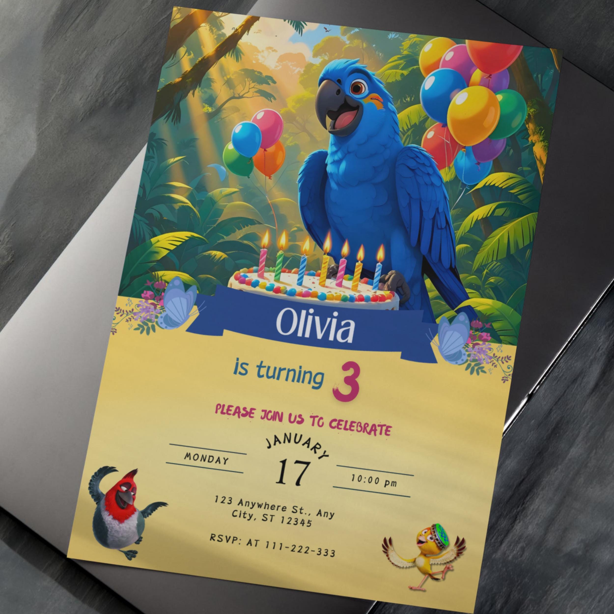 Rio Birthday Invitation Template | Animated Movie Party 7 Rio Birthday Invitation Template | Animated Movie Party - Image 7