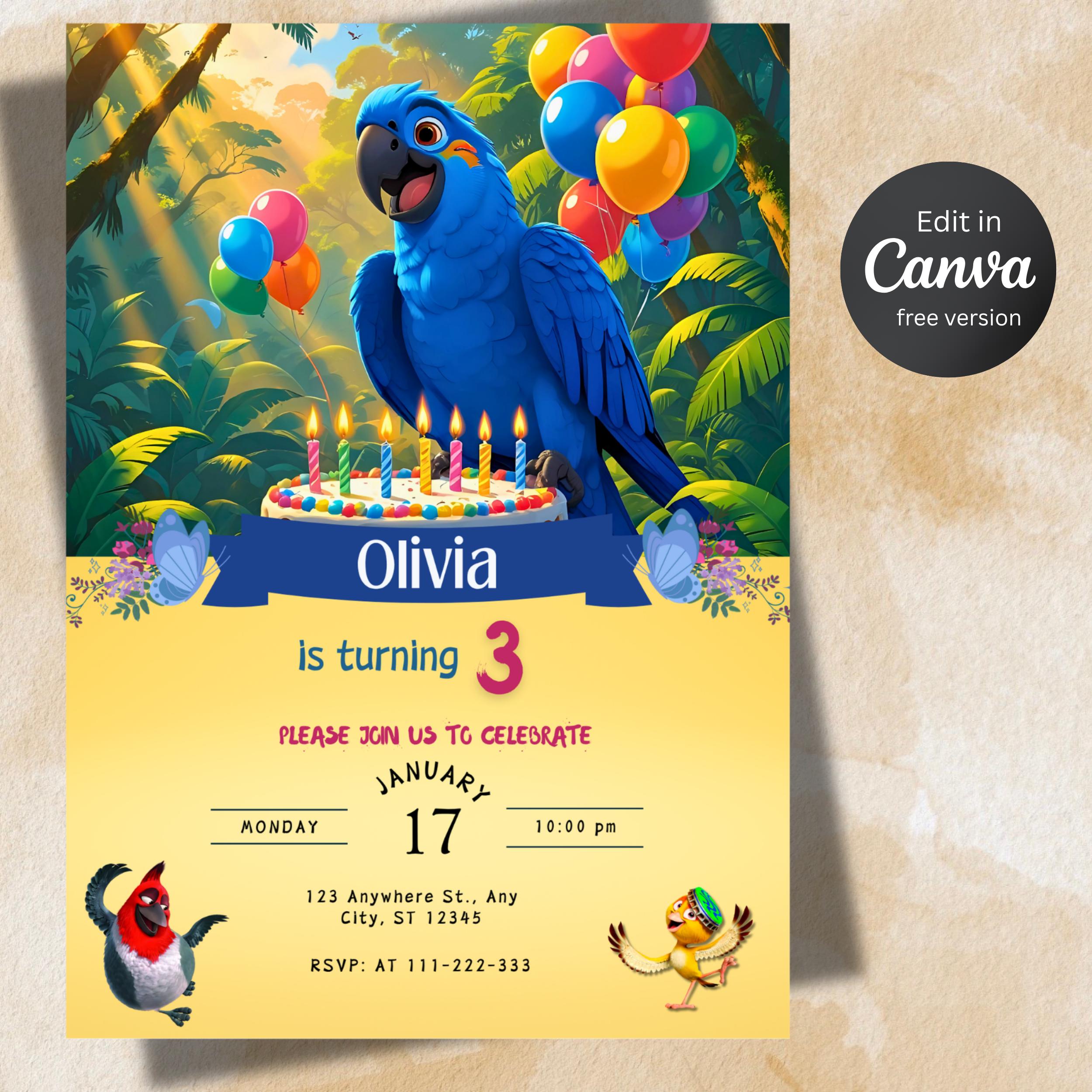Rio Birthday Invitation Template | Animated Movie Party 3 Rio Birthday Invitation Template | Animated Movie Party - Image 3
