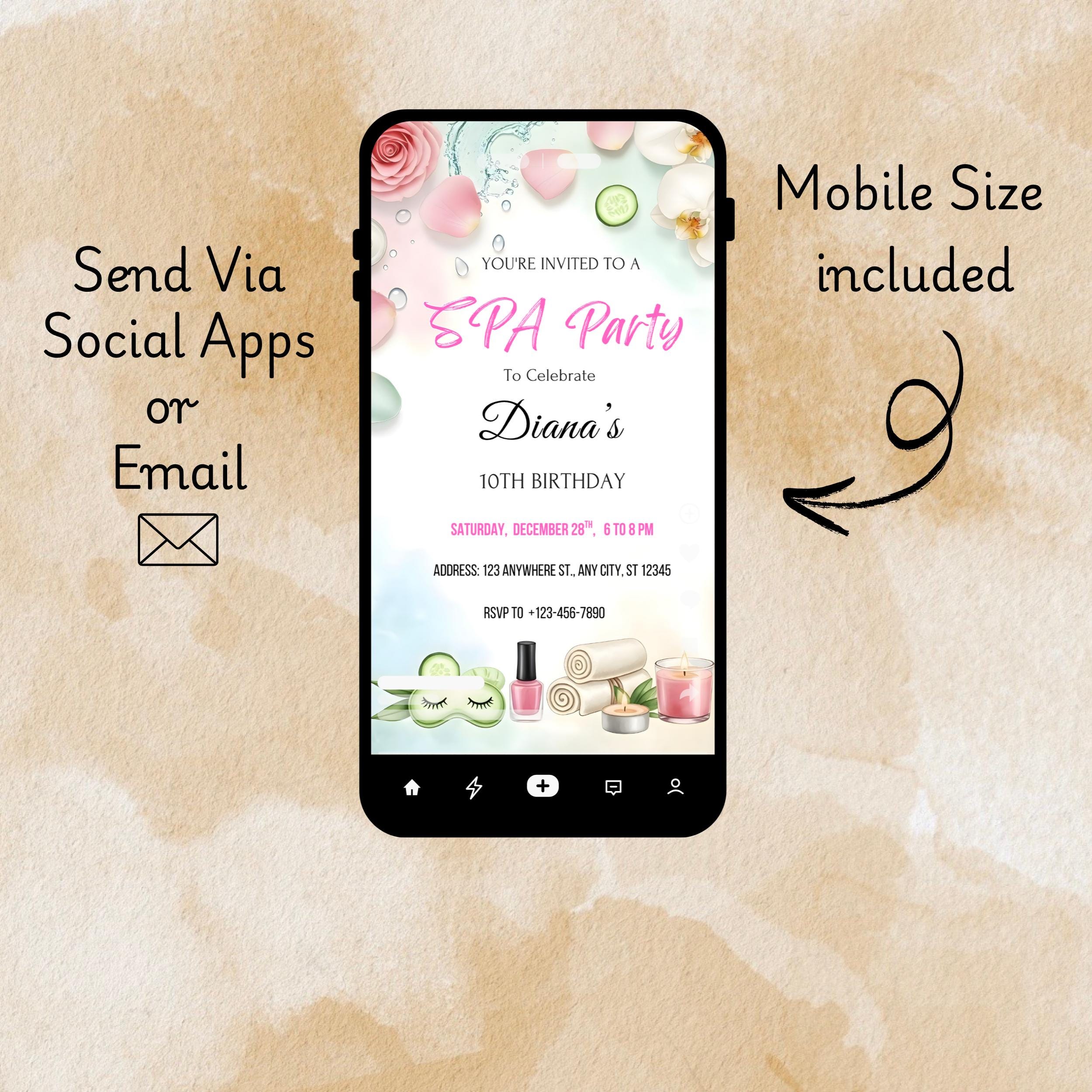 Spa Birthday Party Invitation | Editable Pink Canva Template 5 Spa Birthday Party Invitation | Editable Pink Canva Template - Image 5