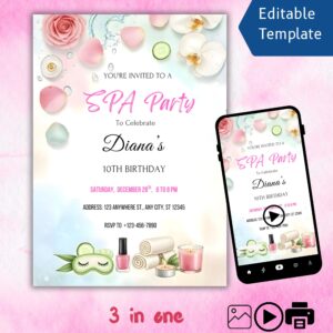 Spa Birthday Party Invitation