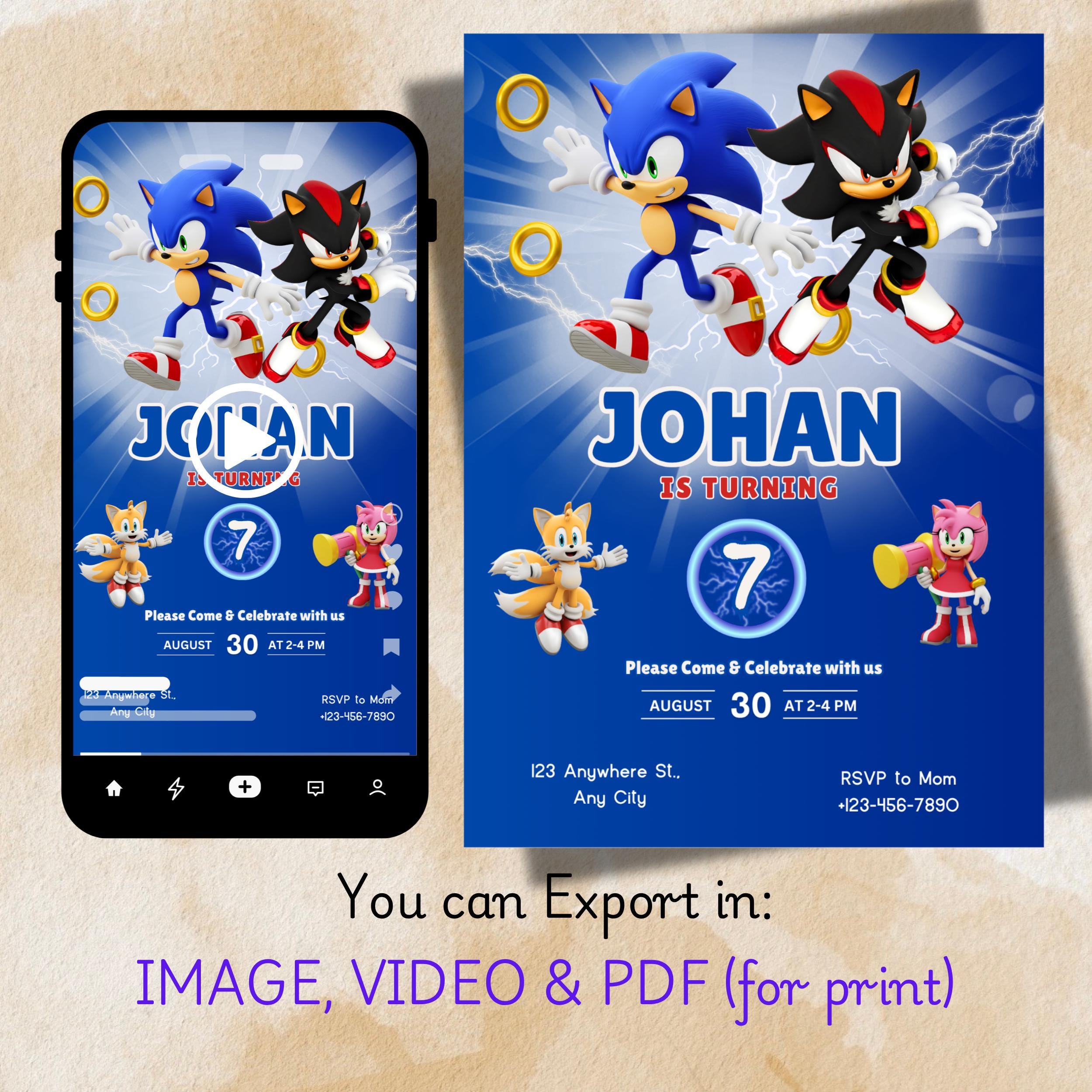 Sonic Birthday Invitation – Editable Canva Video 2 Sonic Birthday Invitation – Editable Canva Video - Image 2