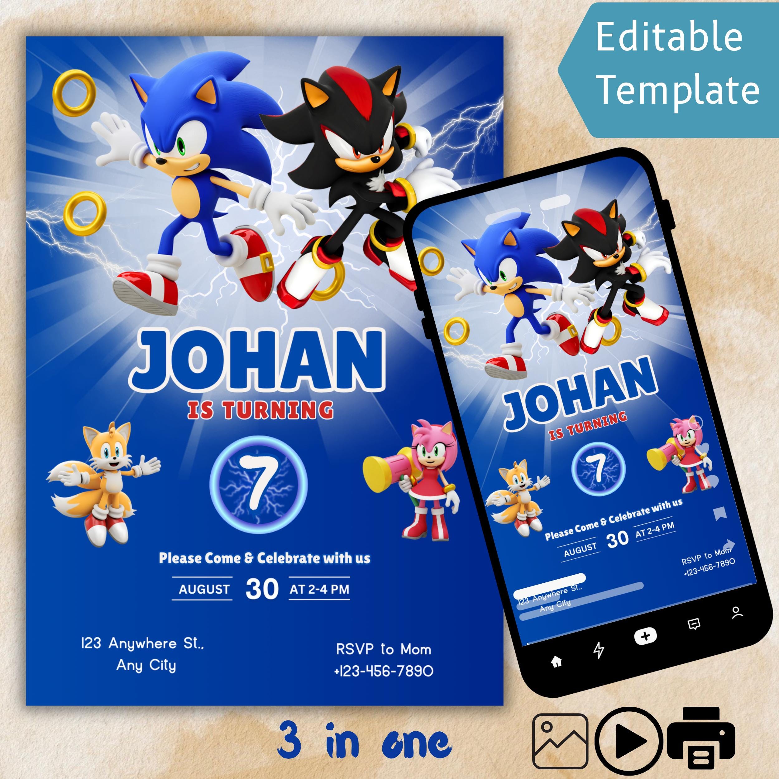Sonic Birthday Invitation – Editable Canva Video 1 Sonic birthday invitation editable Canva video template
