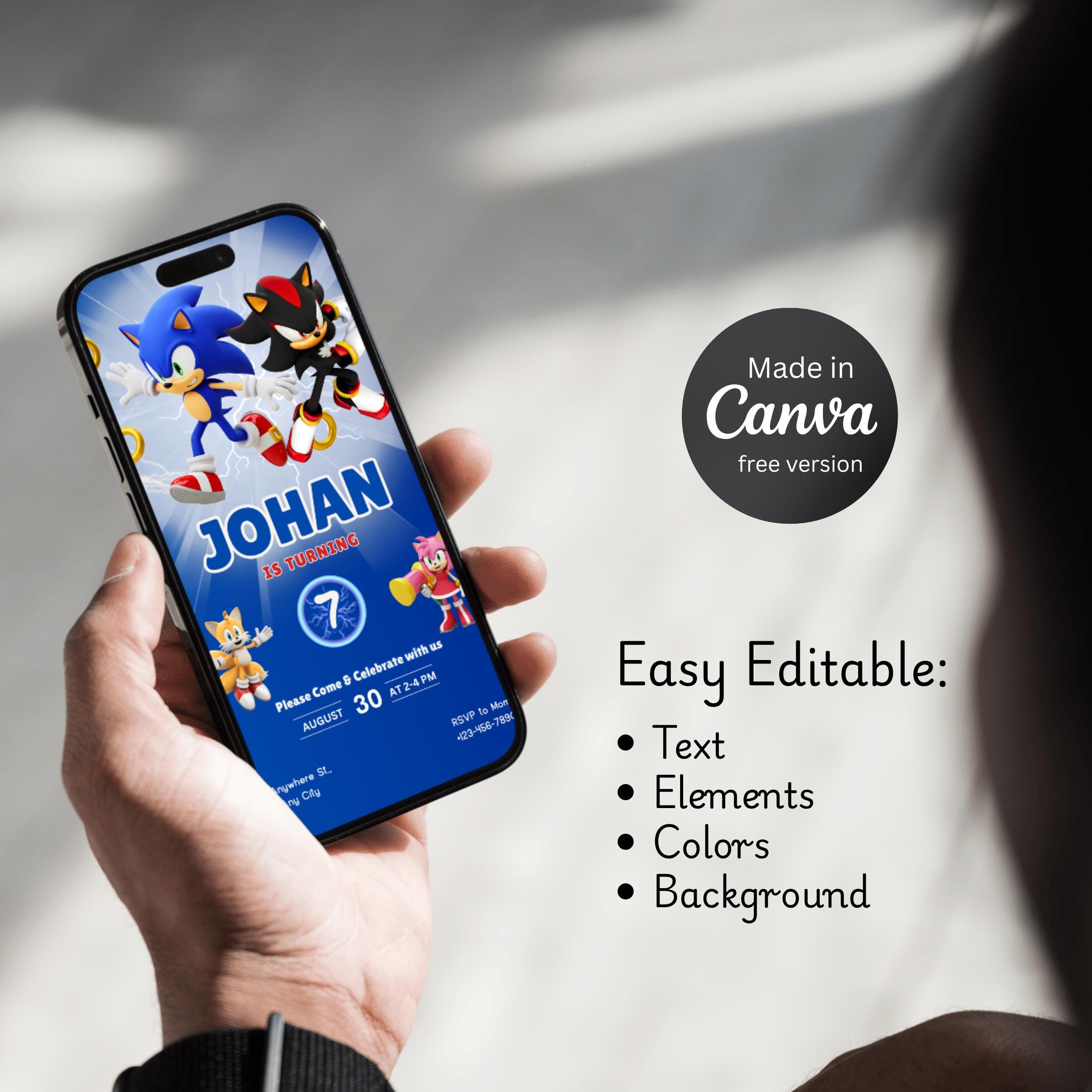 Sonic Birthday Invitation – Editable Canva Video 8 Sonic Birthday Invitation – Editable Canva Video - Image 8