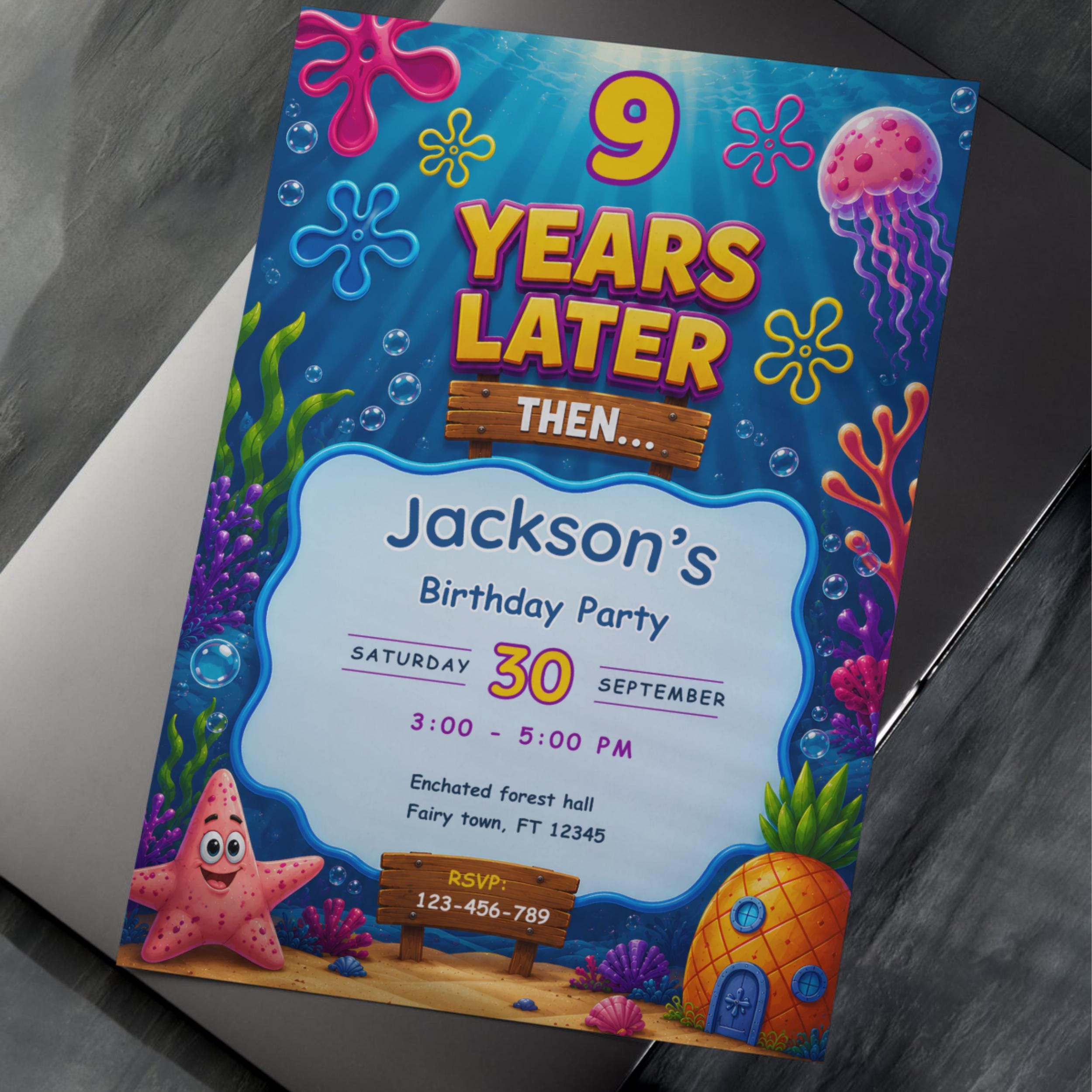 Sponge Birthday Invitation 8 Sponge Birthday Invitation - Image 8