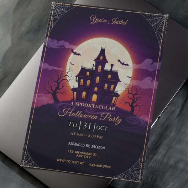 Let’s Get Spooky Halloween Party Invitation – Editable Canva Video & Printable Invite