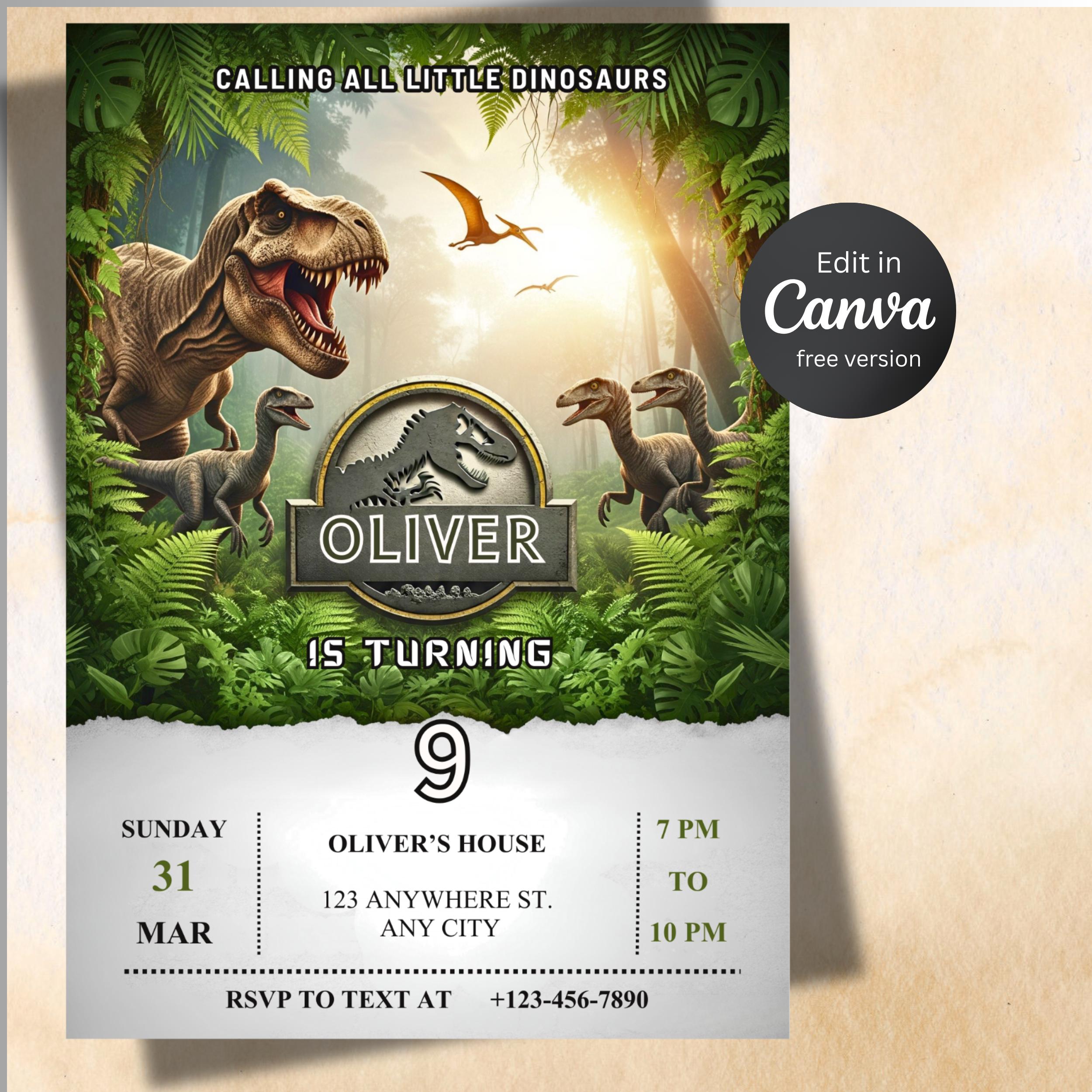 Dinosaur Birthday Party Invitation 2 Dinosaur Birthday Party Invitation - Image 2