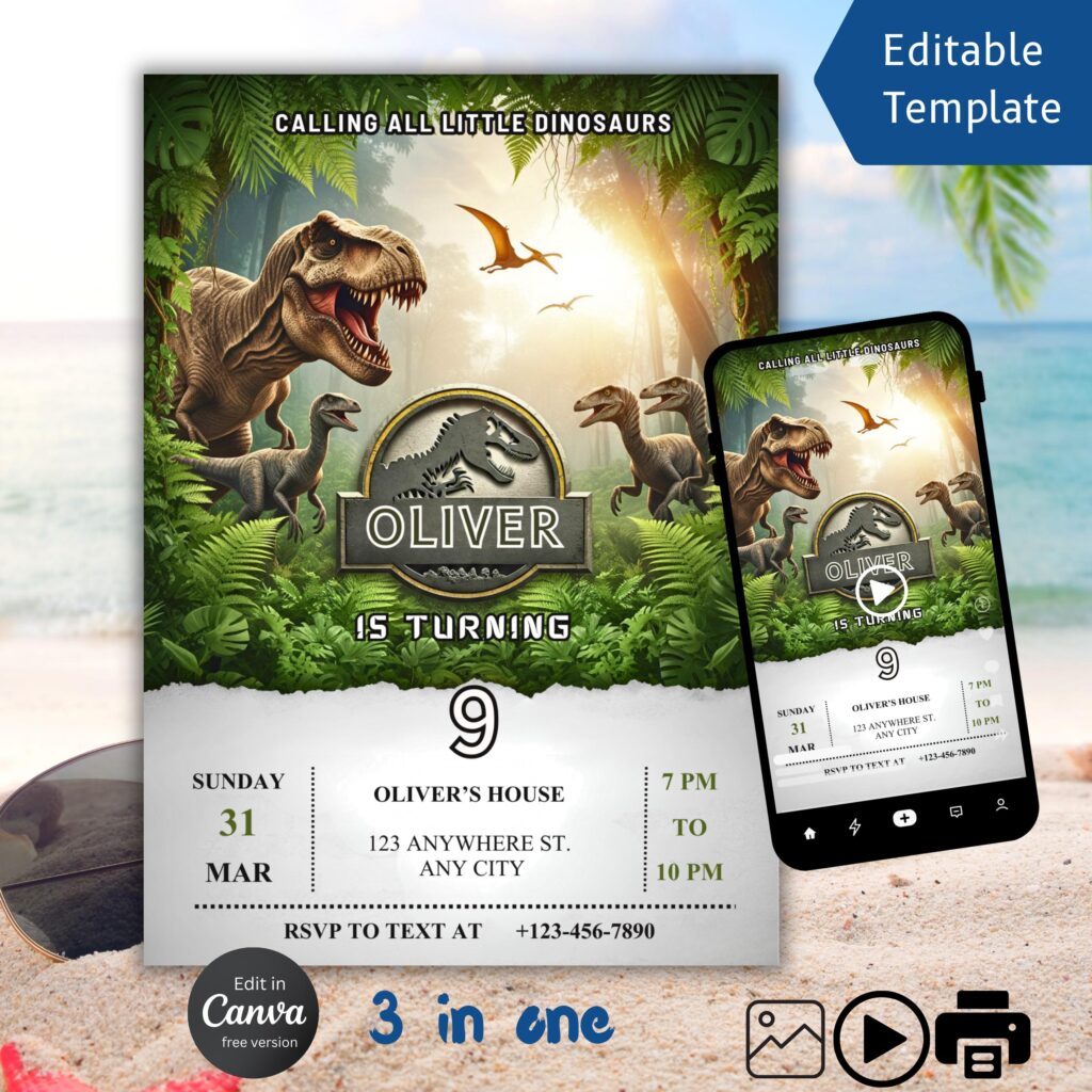 Dinosaur Birthday Party Invitation