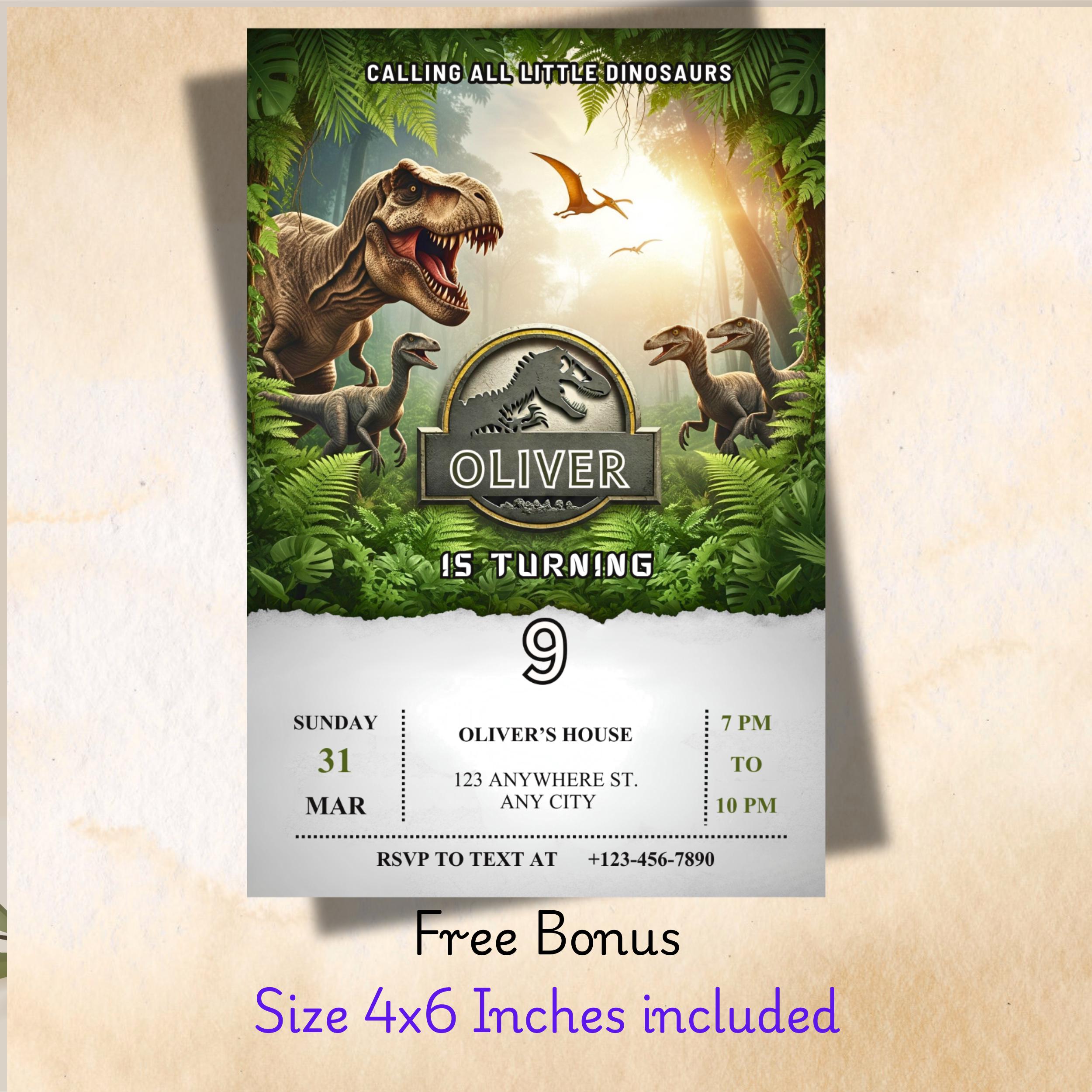 Dinosaur Birthday Party Invitation 4 Dinosaur Birthday Party Invitation - Image 4