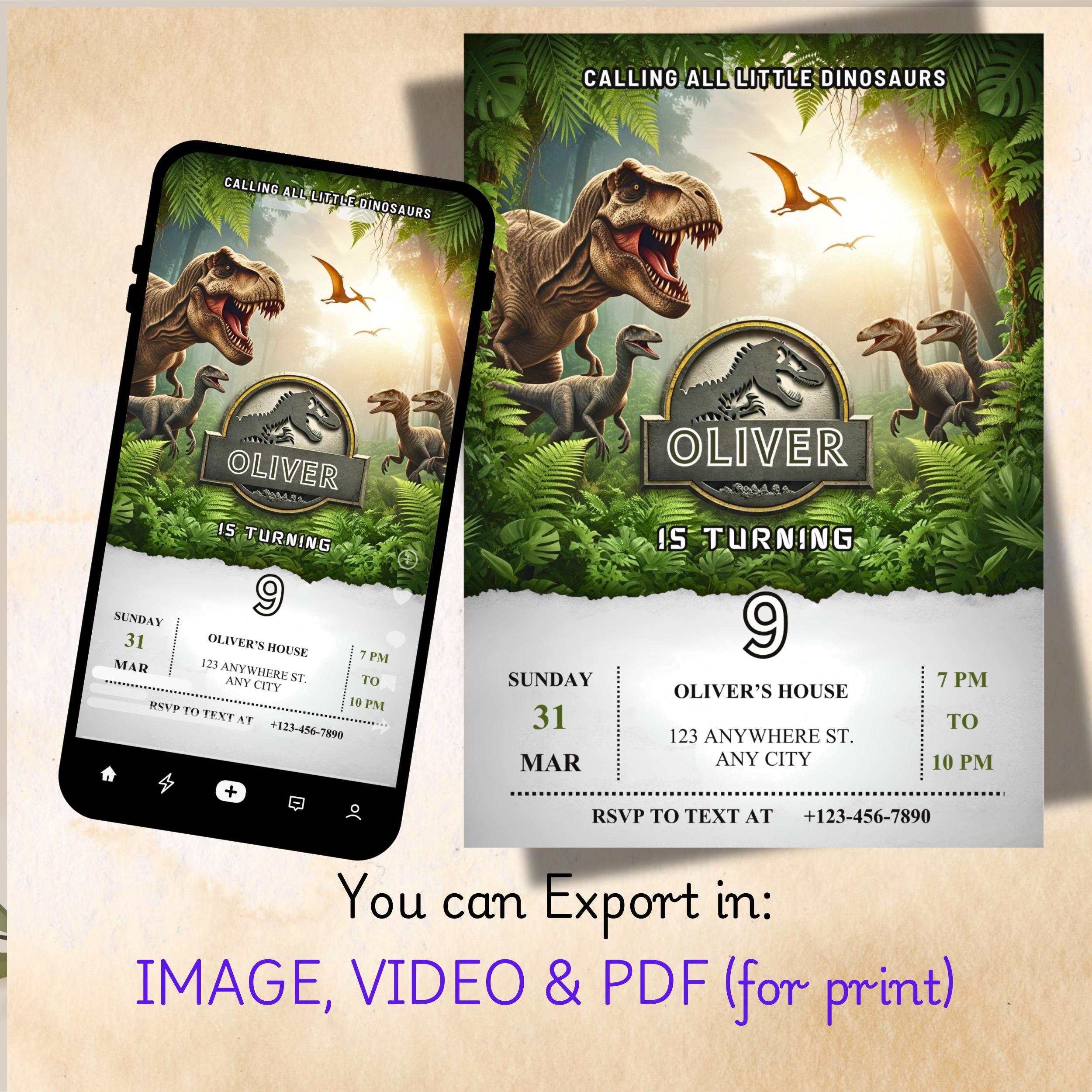 Dinosaur Birthday Party Invitation 3 Dinosaur Birthday Party Invitation - Image 3