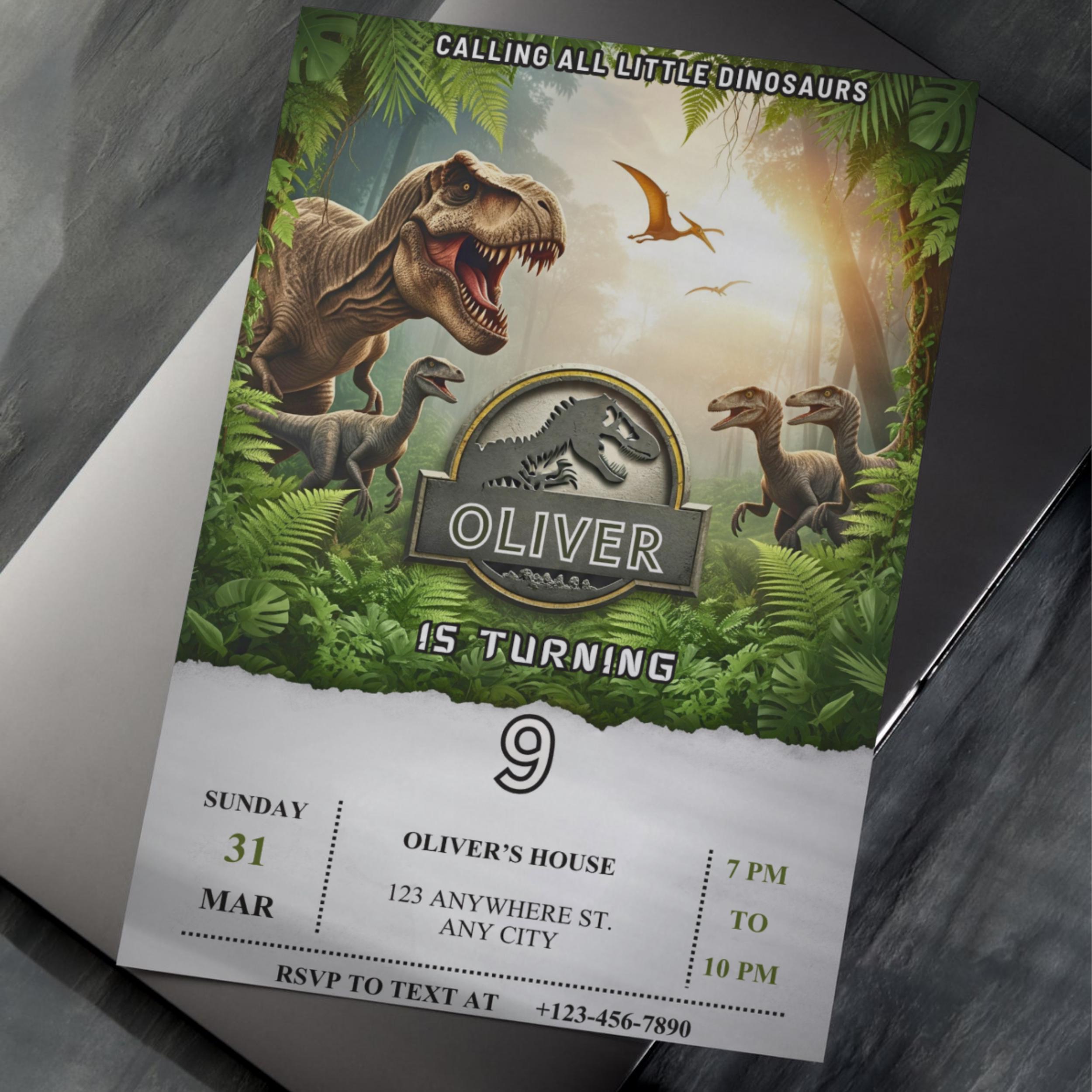 Dinosaur Birthday Party Invitation 8 Dinosaur Birthday Party Invitation - Image 8